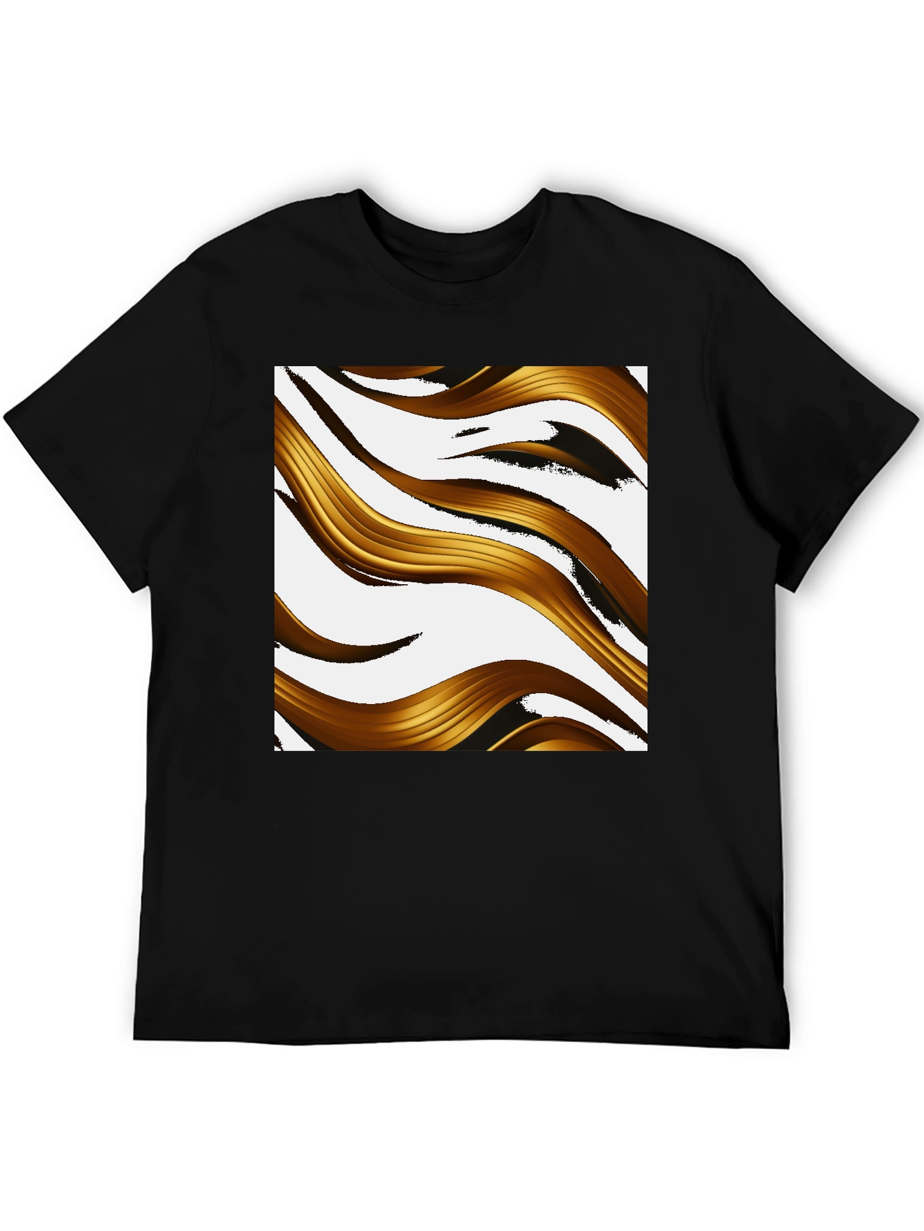 Abstract Golden Wave Graphic T-Shirt - Modern Design