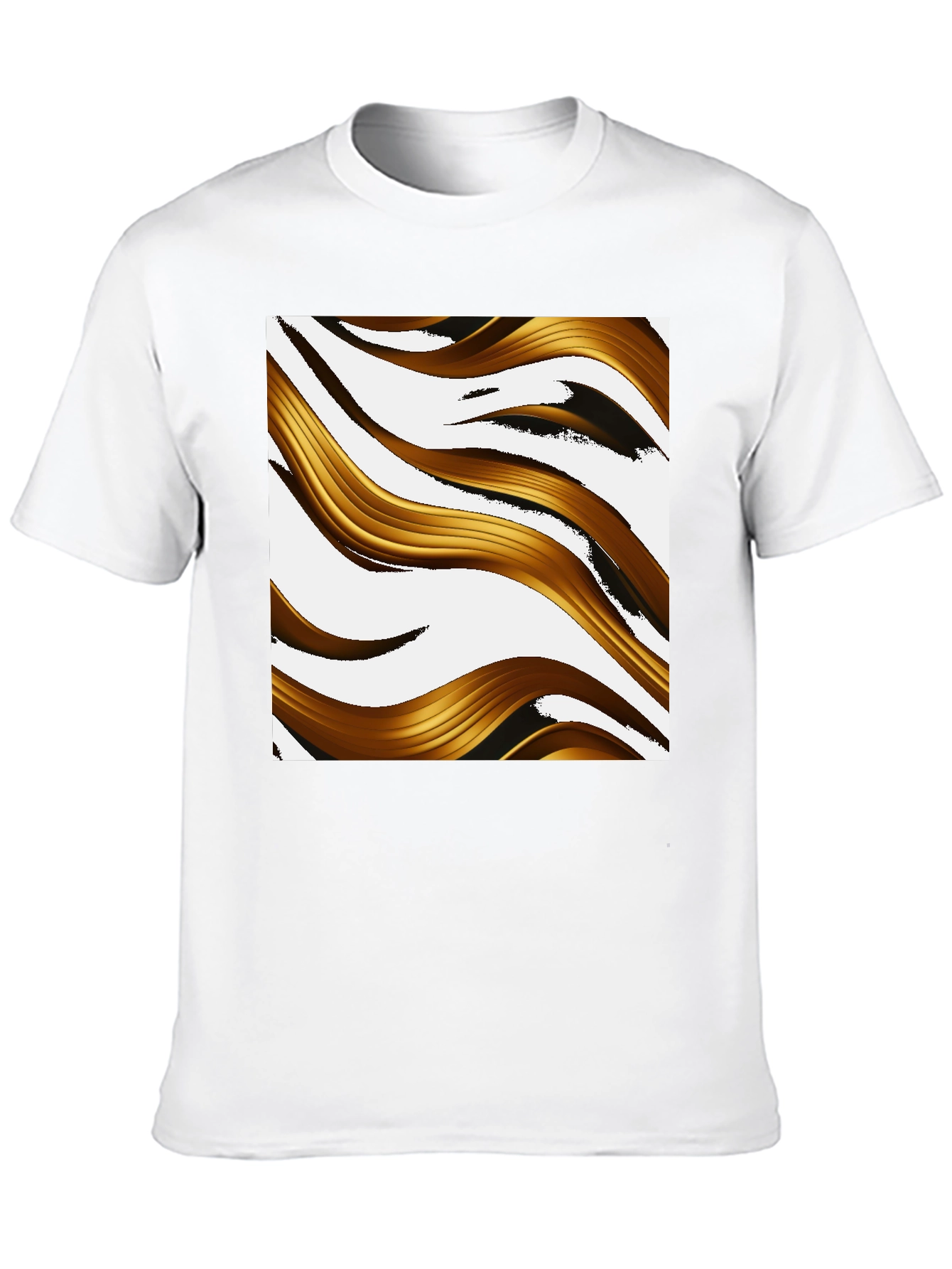 Abstract Golden Wave Graphic T-Shirt - Modern Design