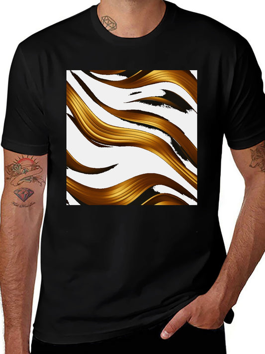 Abstract Golden Wave Graphic T-Shirt - Modern Design