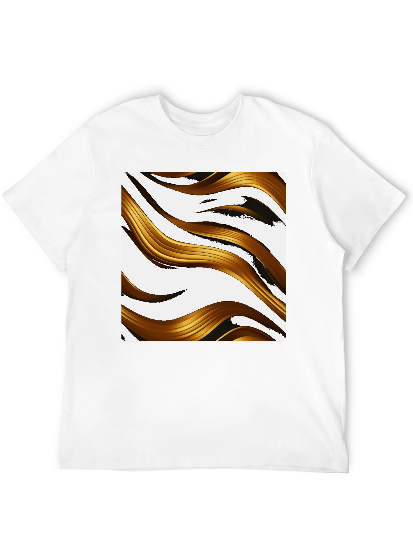 Abstract Golden Wave Graphic T-Shirt - Modern Design