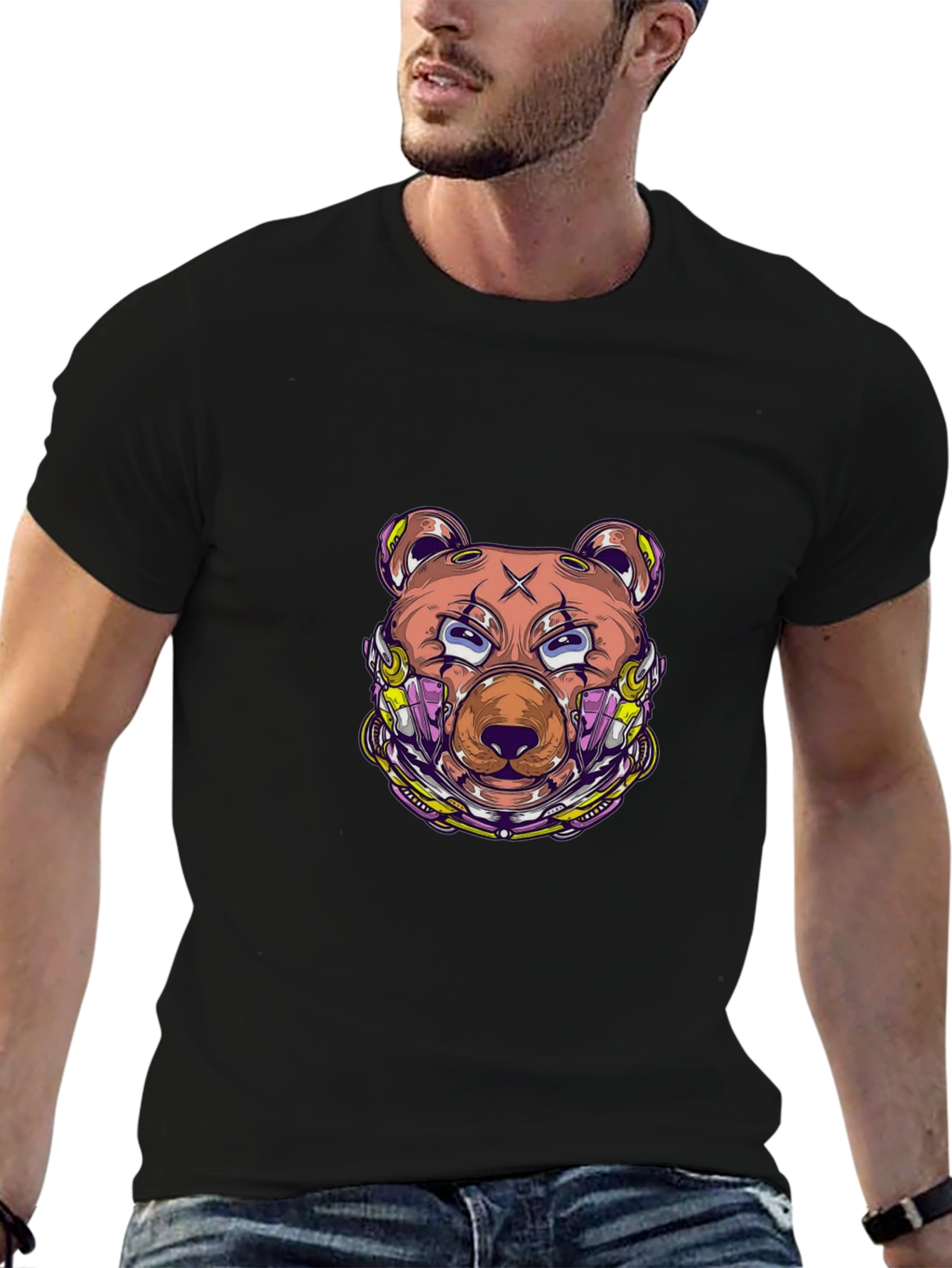 Cyberpunk Bear Graphic Tee - Modern Streetwear