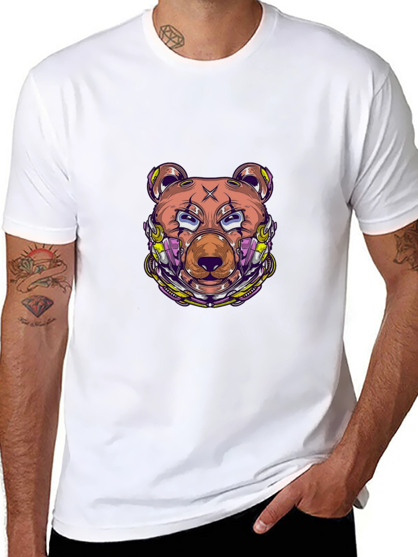 Cyberpunk Bear Graphic Tee - Modern Streetwear