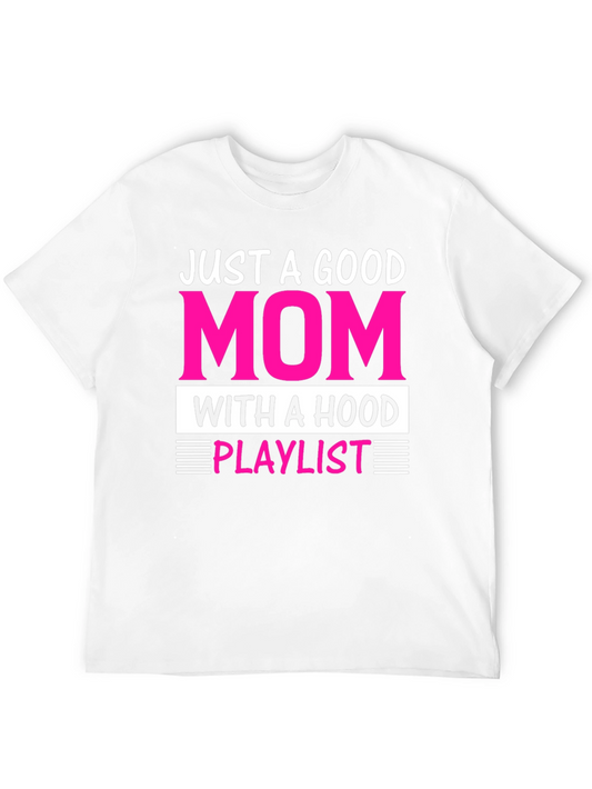 Good Mom with Hood Playlist Black Graphic T-Shirt