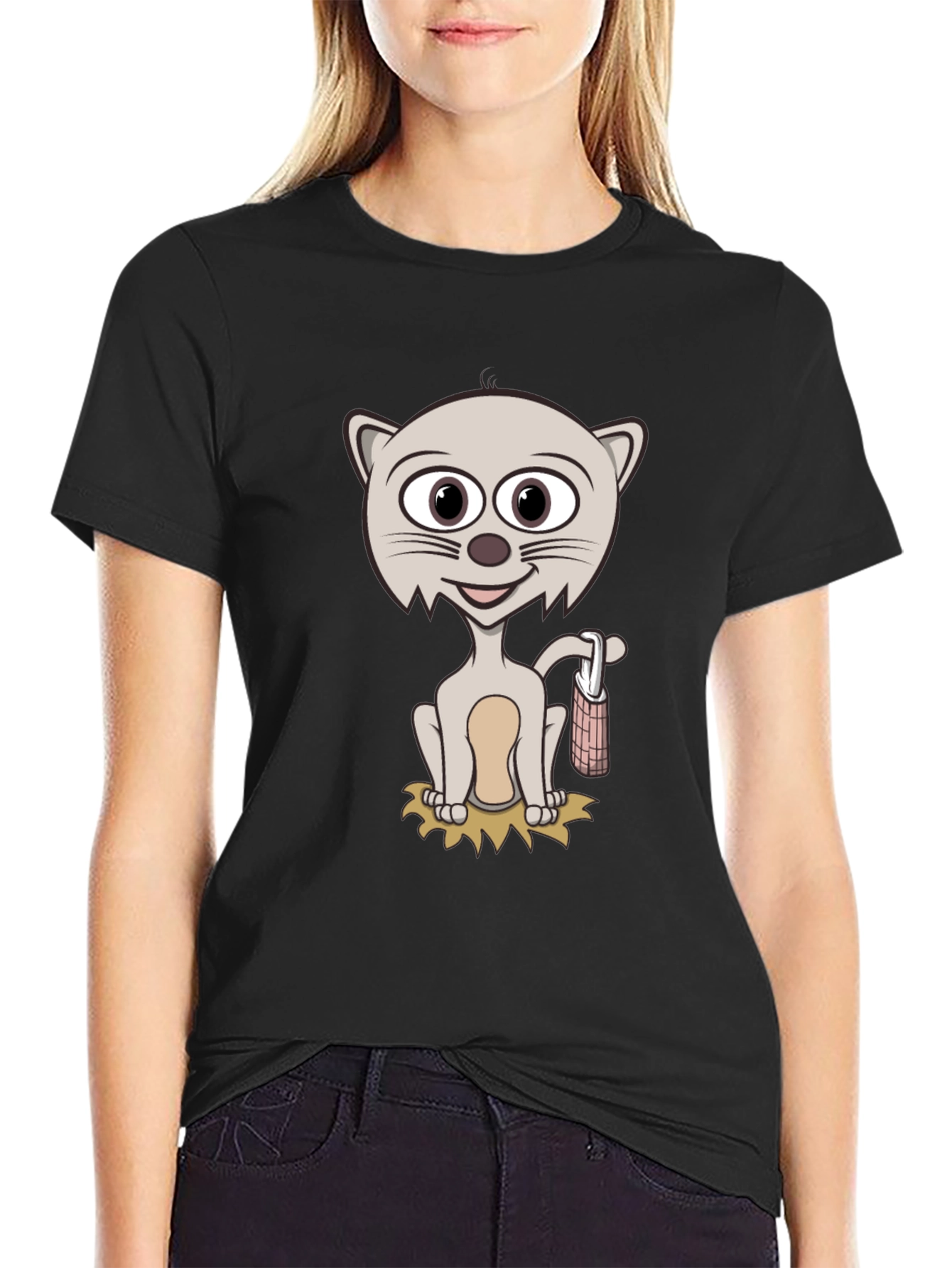 Cartoon Cat T-Shirt - Novelty Graphic Tee