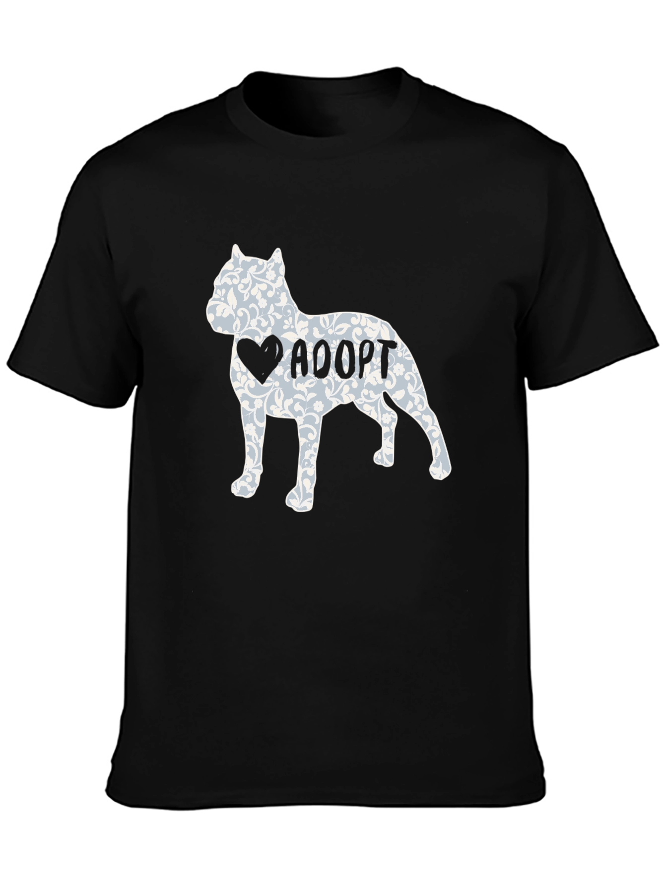 Adopt Dog Tee - Floral Heart Pitbull Design