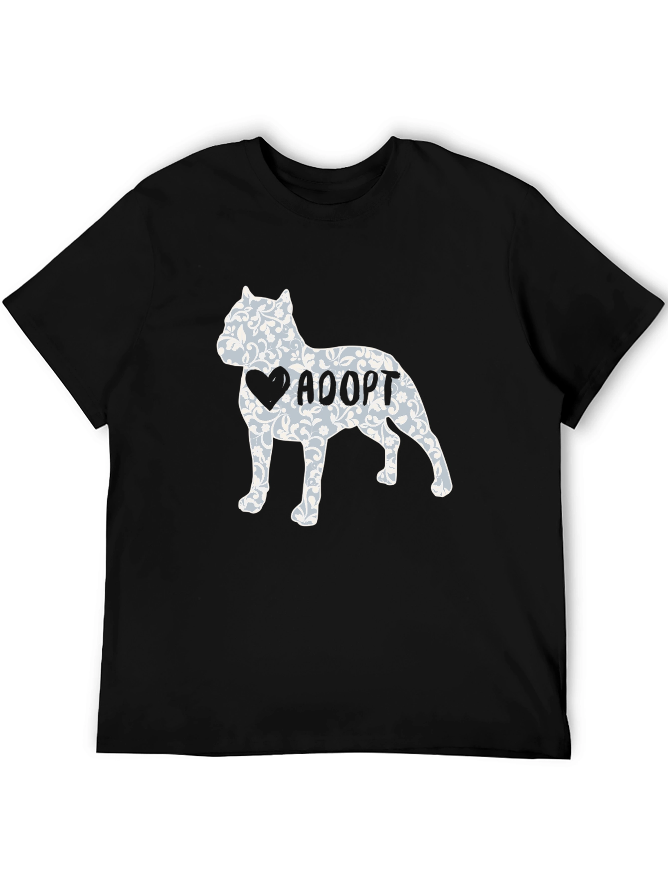Adopt Dog Tee - Floral Heart Pitbull Design