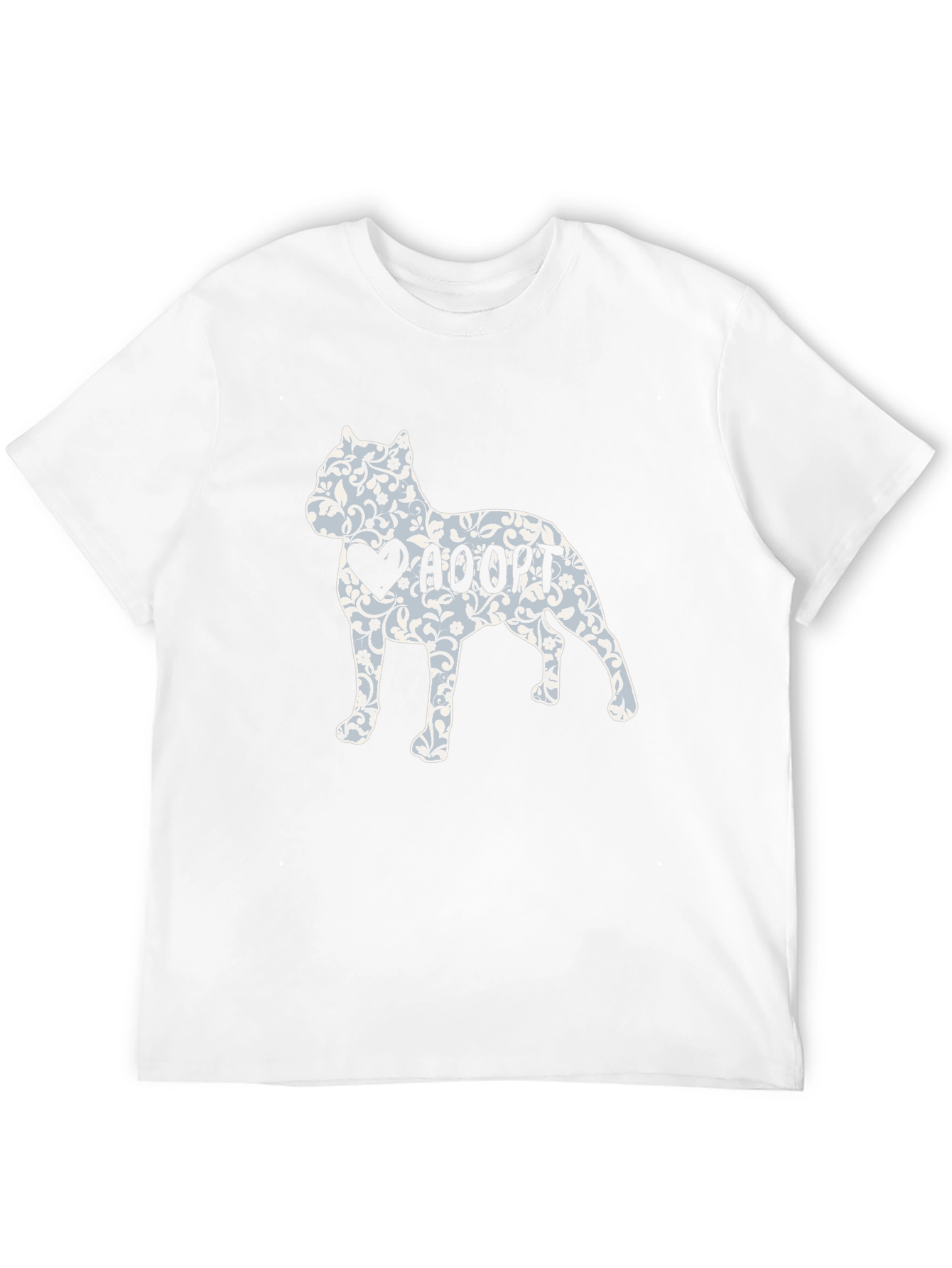 Adopt Dog Tee - Floral Heart Pitbull Design