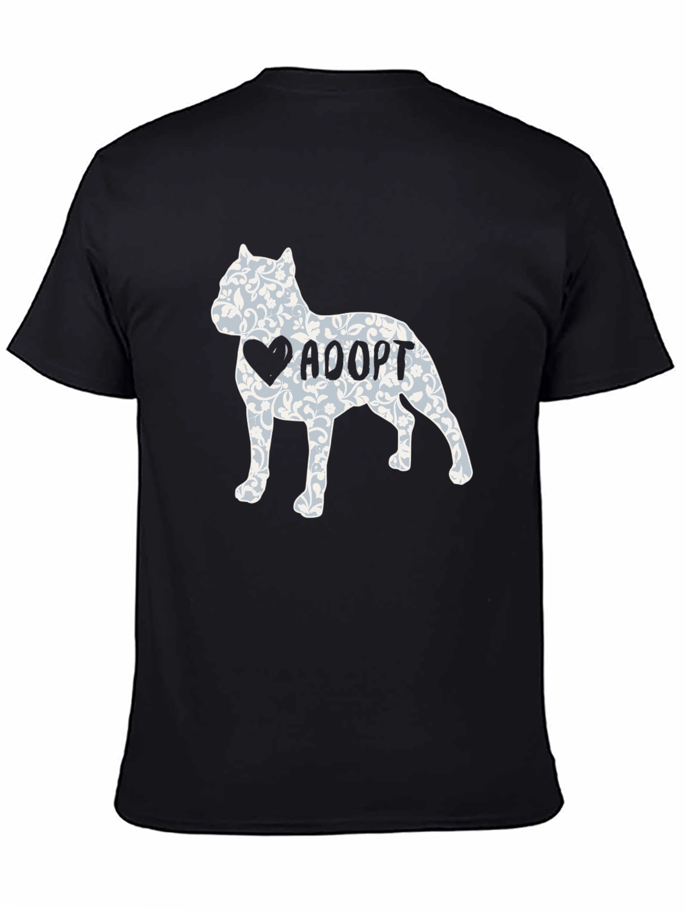 Adopt Dog Tee - Floral Heart Pitbull Design
