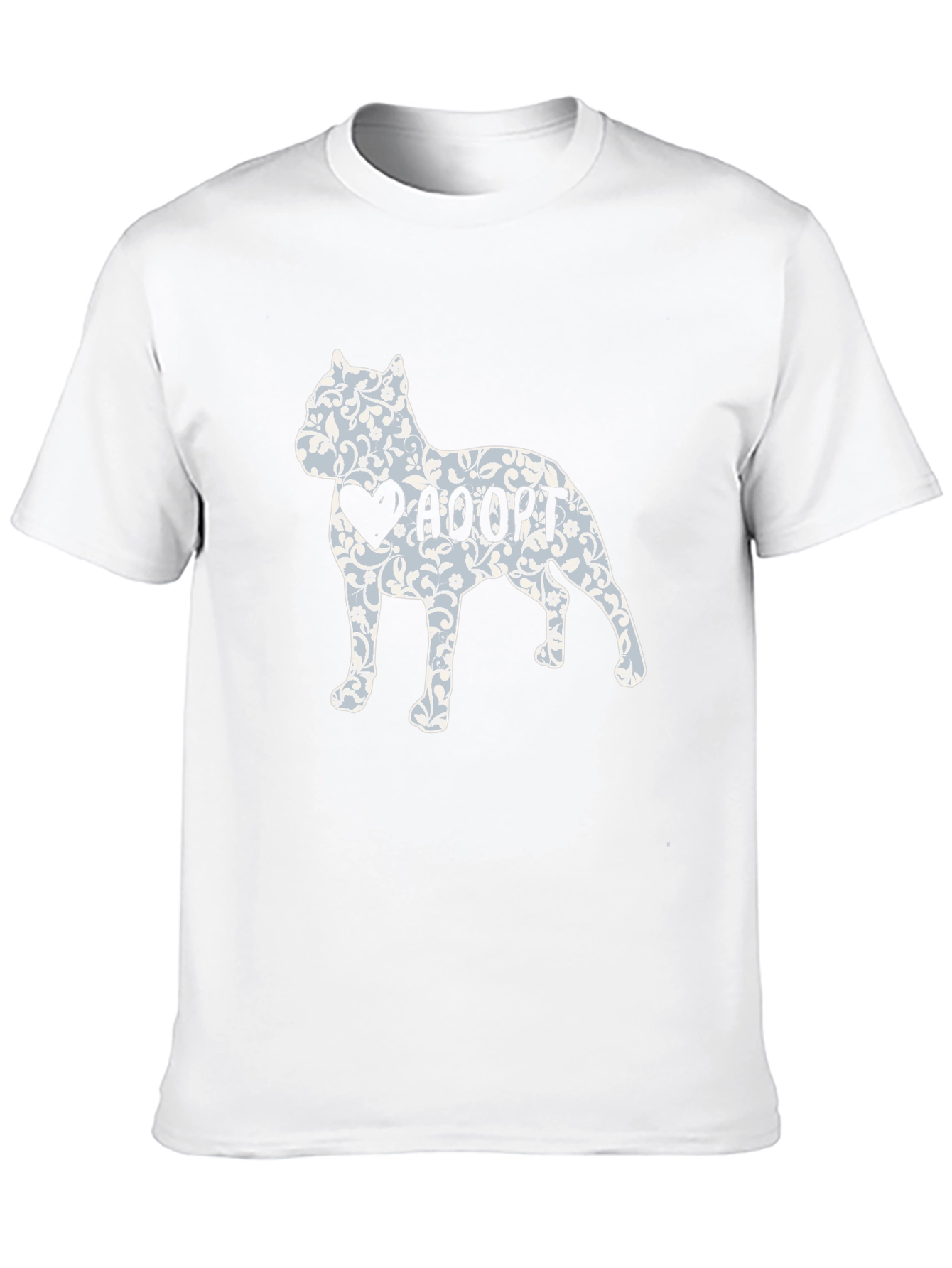Adopt Dog Tee - Floral Heart Pitbull Design