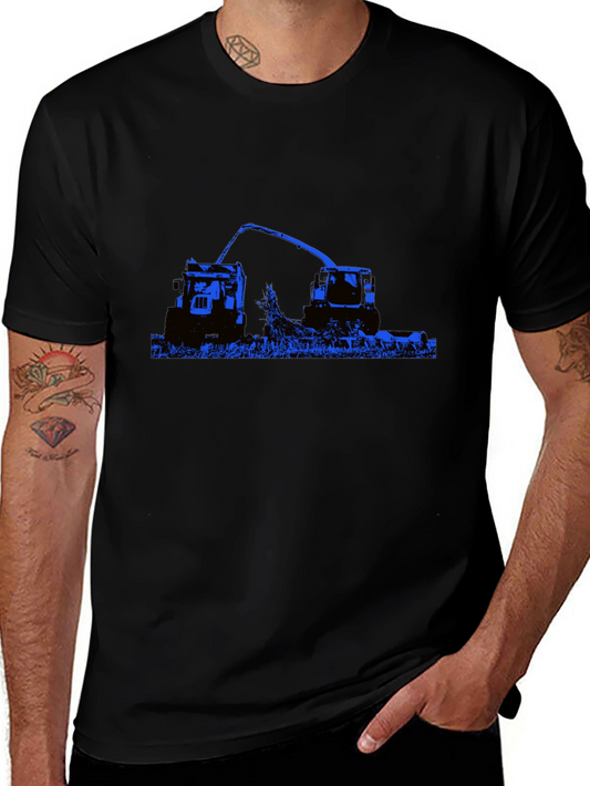 Blue Harvester Graphic Black T-Shirt