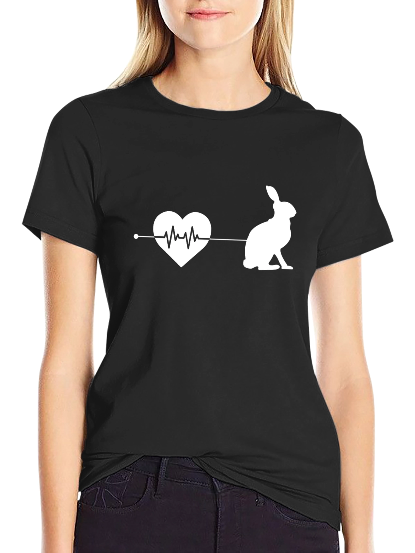 Rabbit Heartbeat Graphic Tee - Soft Cotton Blend