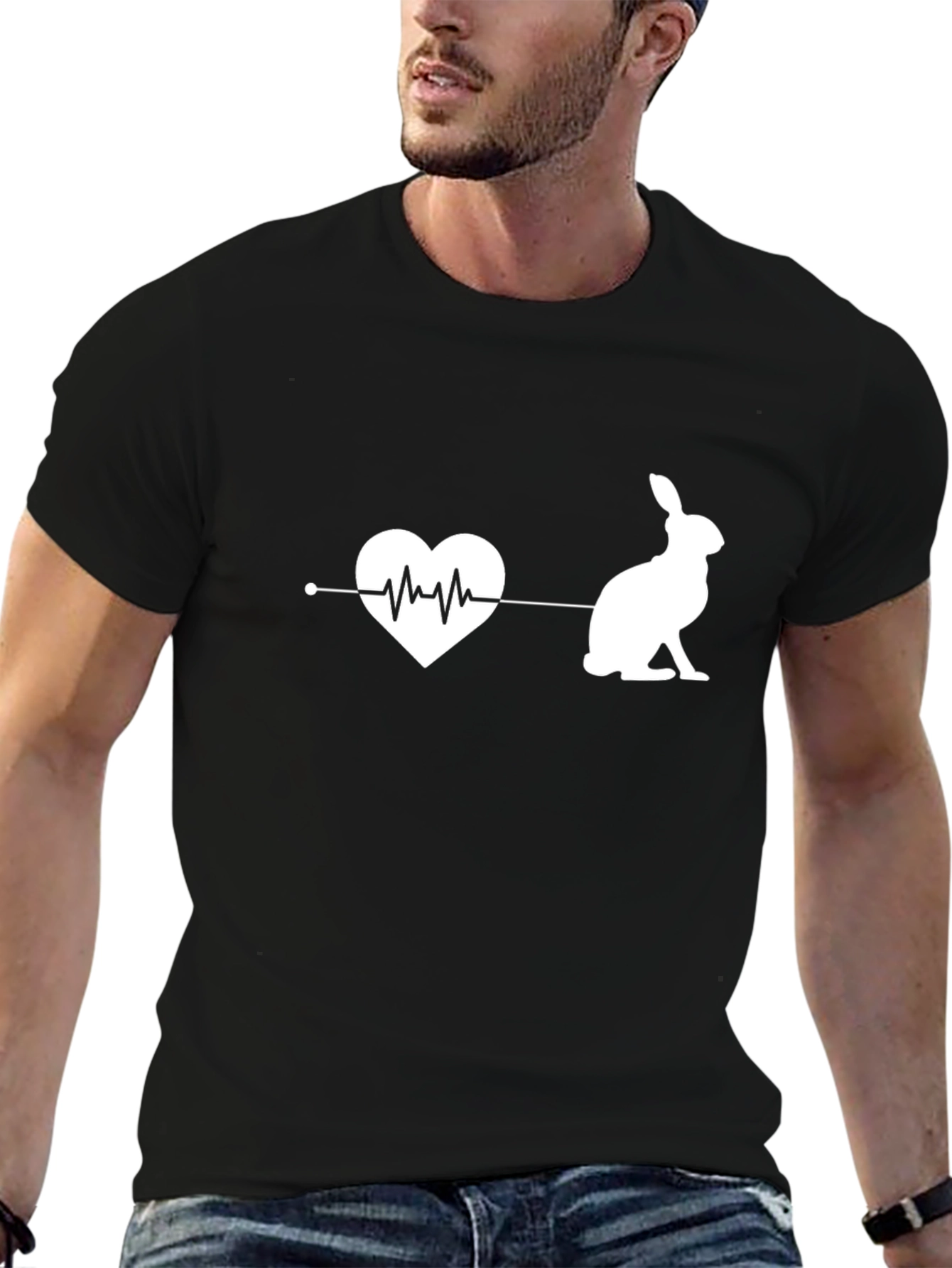 Rabbit Heartbeat Graphic Tee - Soft Cotton Blend