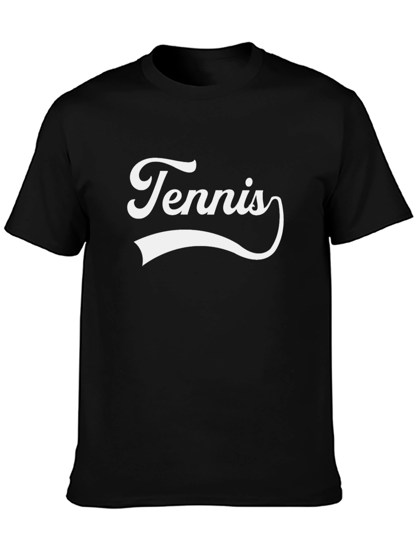 Tennis Graphic Tee - Black Cotton T-Shirt