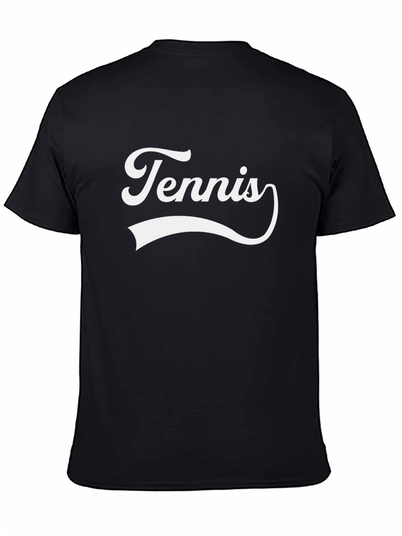 Tennis Graphic Tee - Black Cotton T-Shirt