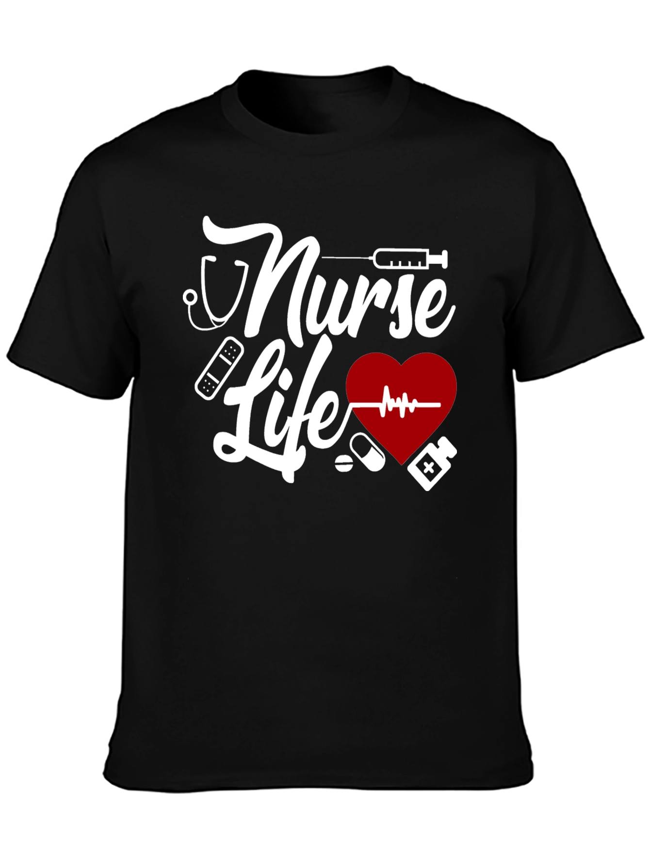 Nurse Life Graphic T-Shirt - Black