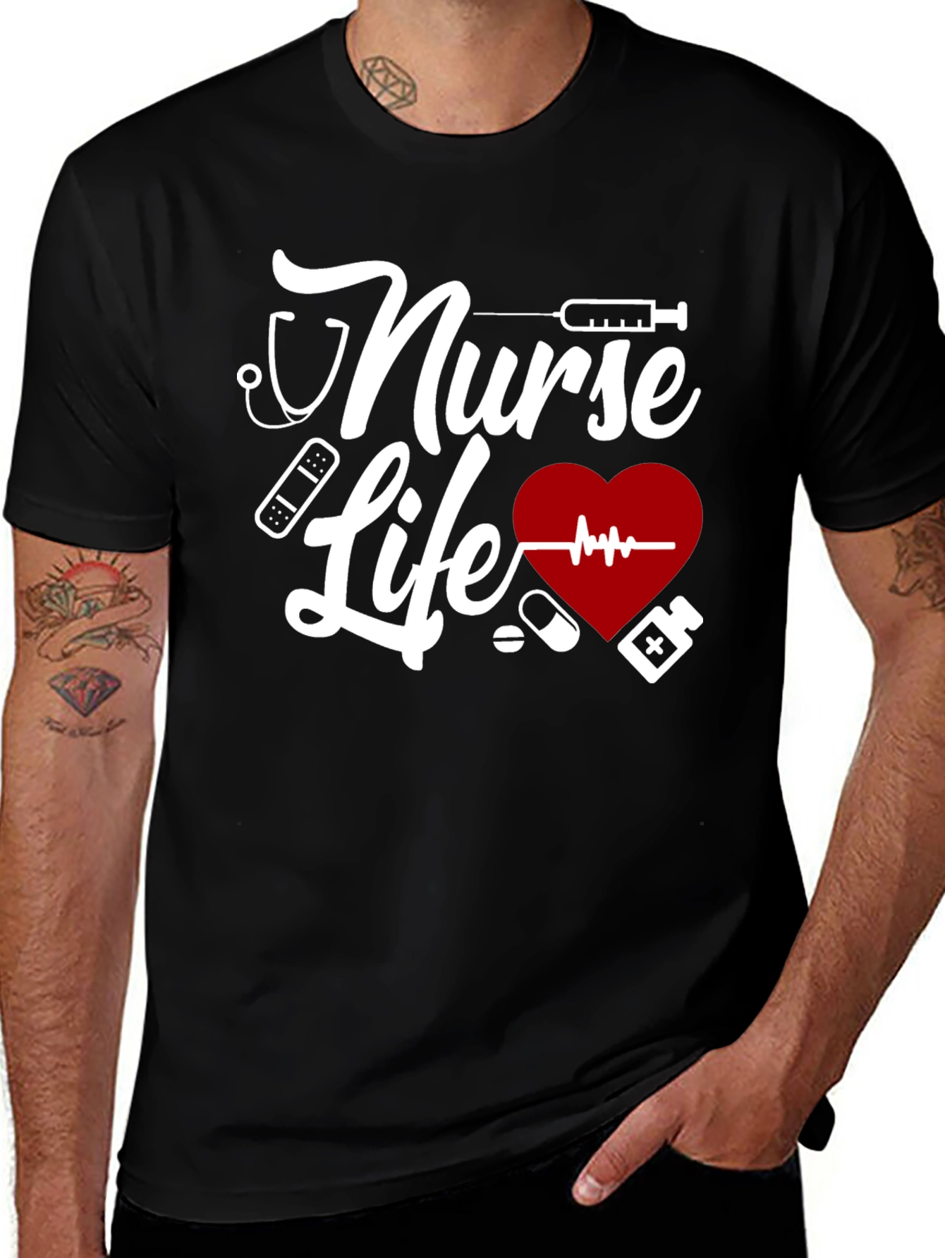 Nurse Life Graphic T-Shirt - Black