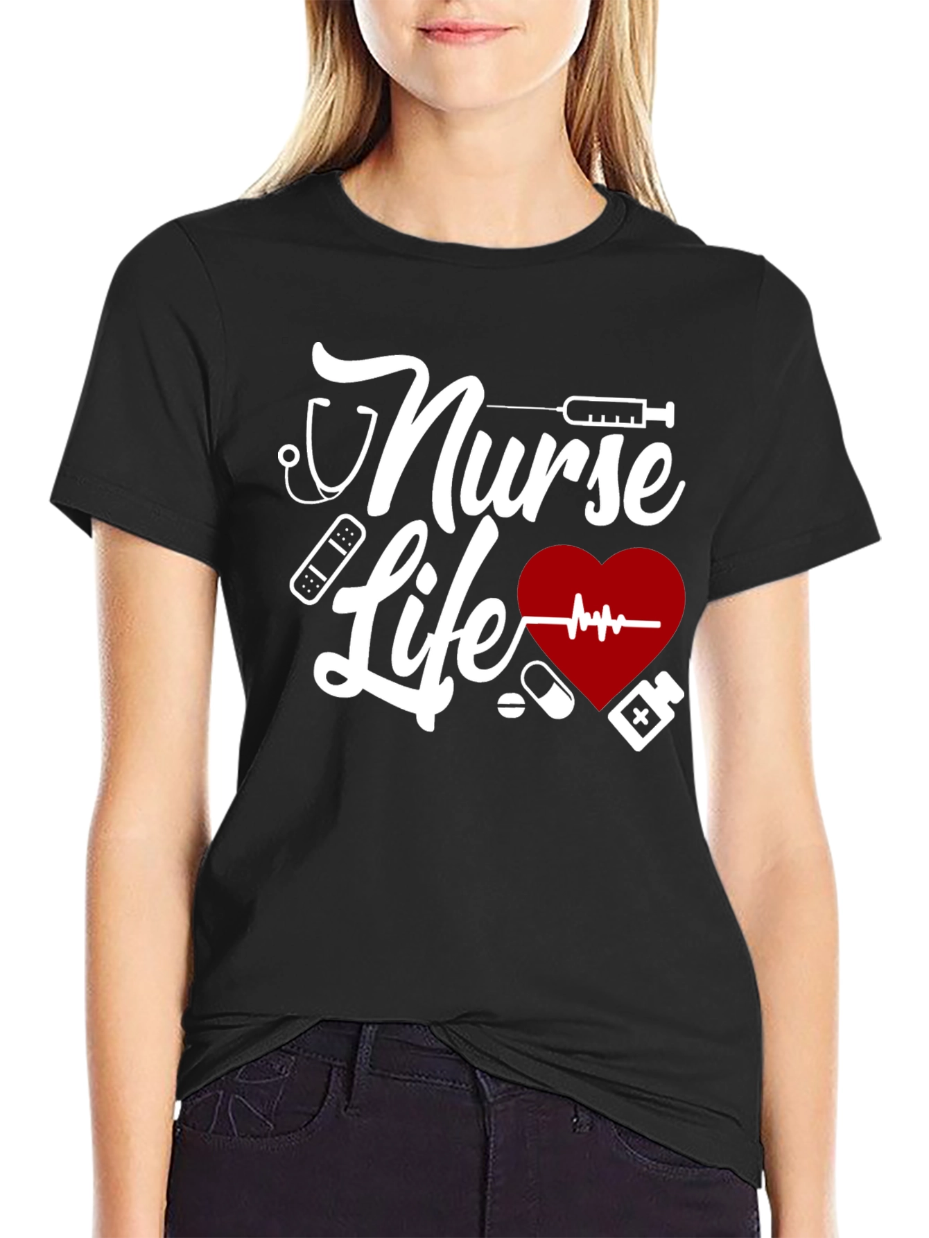 Nurse Life Graphic T-Shirt - Black