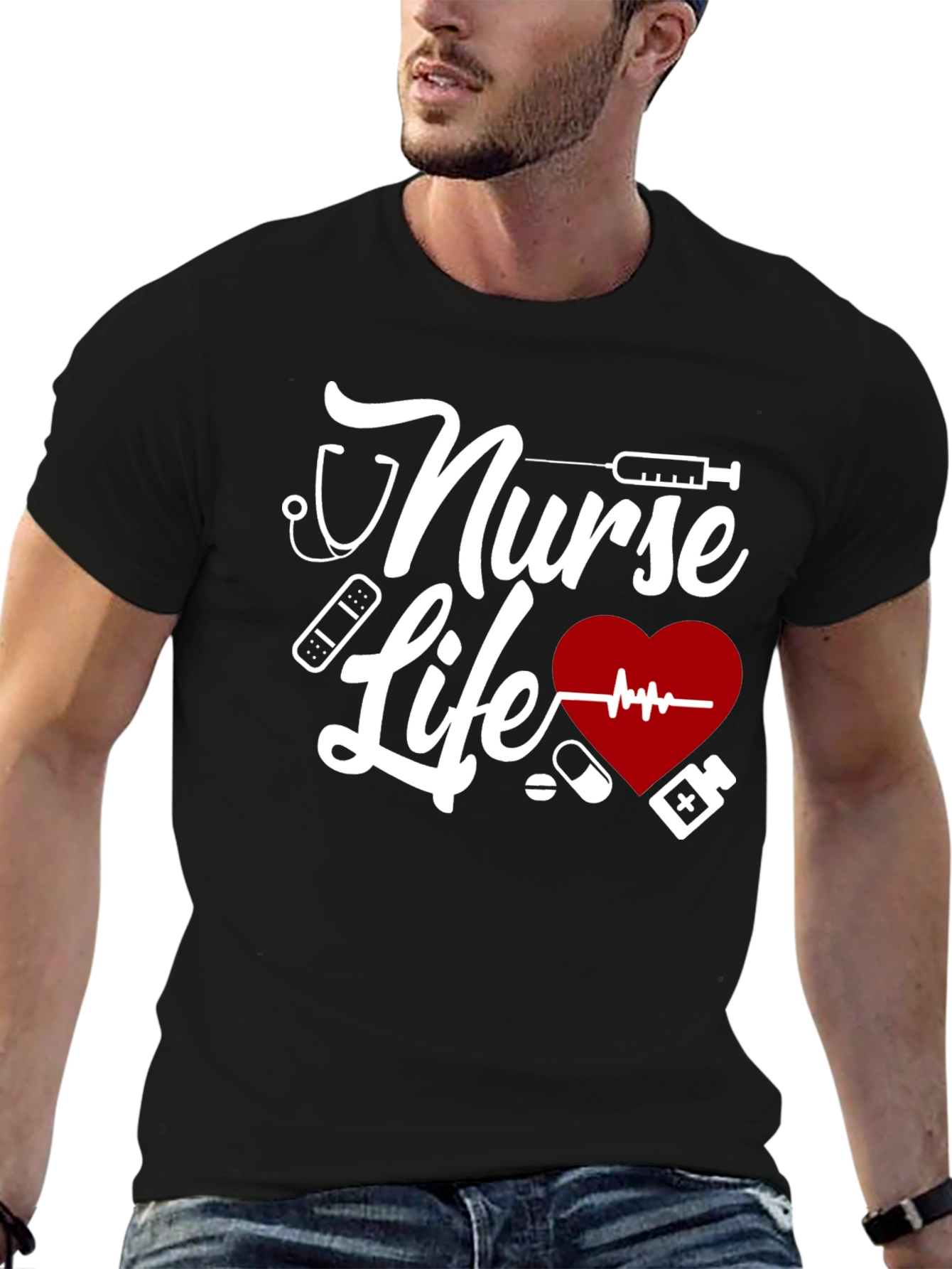 Nurse Life Graphic T-Shirt - Black