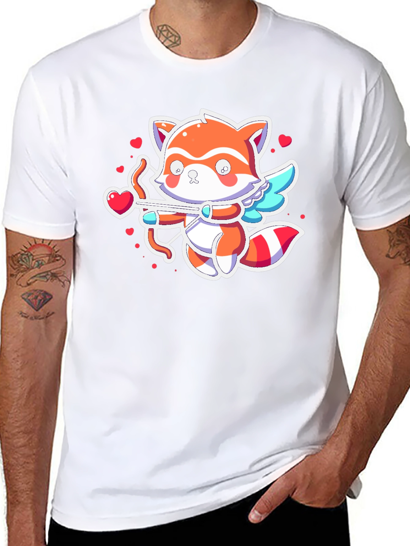Cupid Raccoon Black T-Shirt