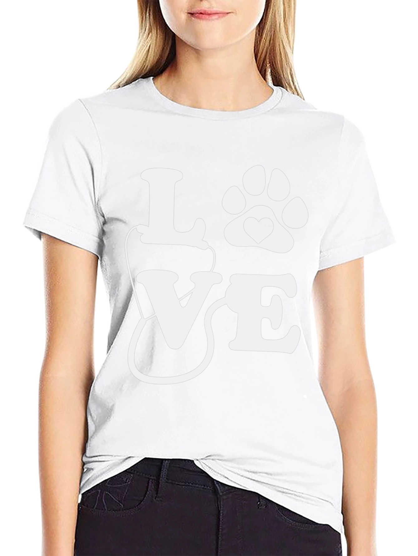Vet Tech Love Paw Print T-Shirt