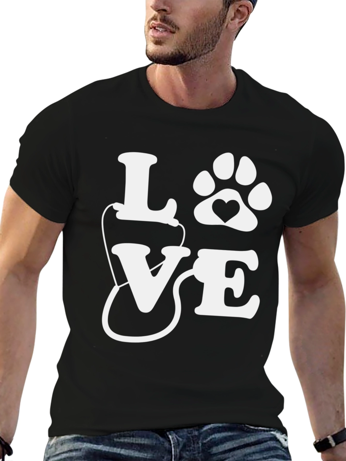 Vet Tech Love Paw Print T-Shirt
