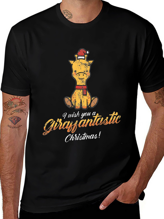 Giraffe Christmas Graphic T-Shirt