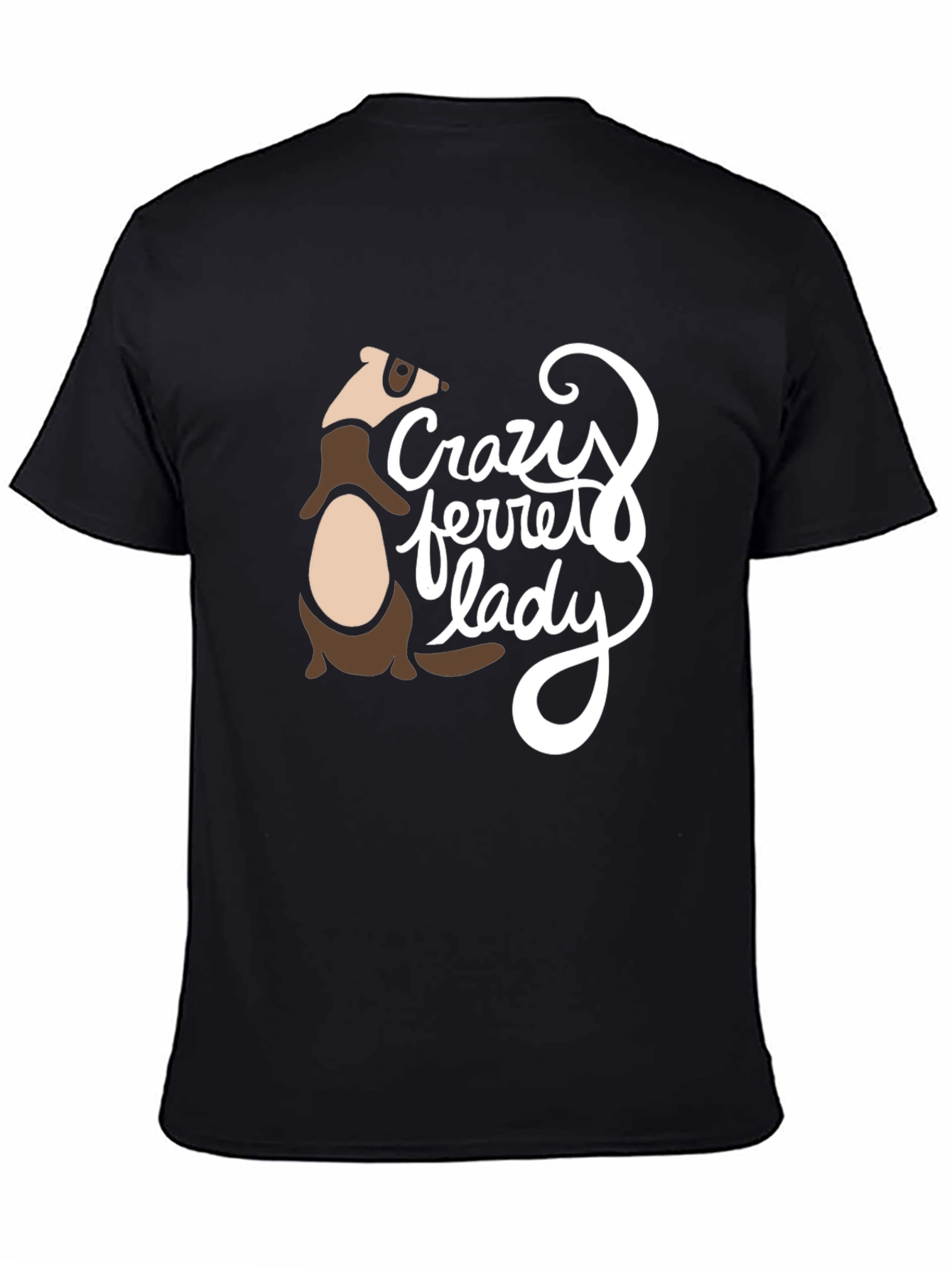 Crazy Ferret Lady Graphic T-Shirt - Black