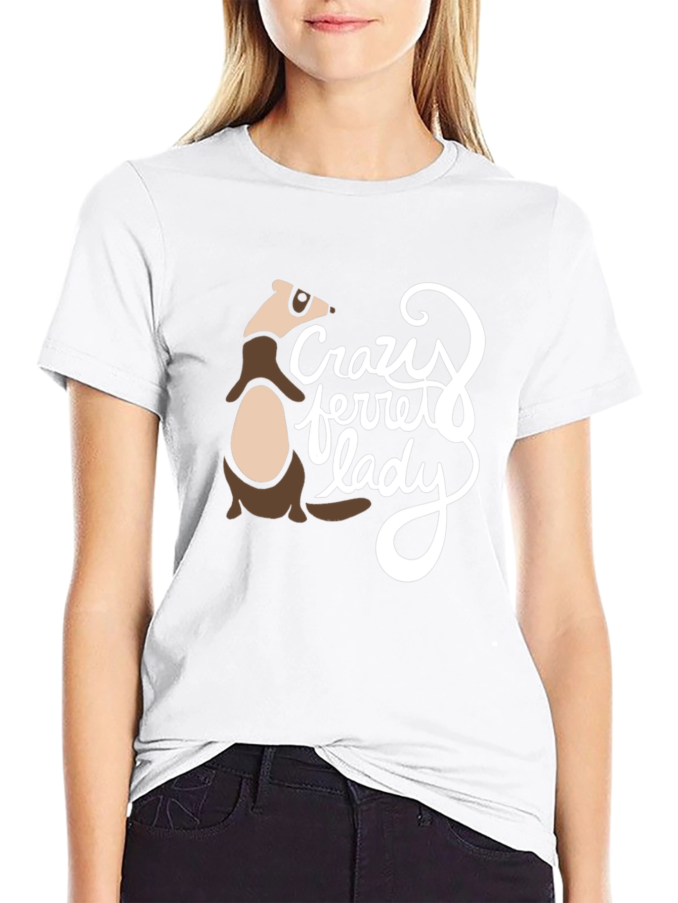 Crazy Ferret Lady Graphic T-Shirt - Black