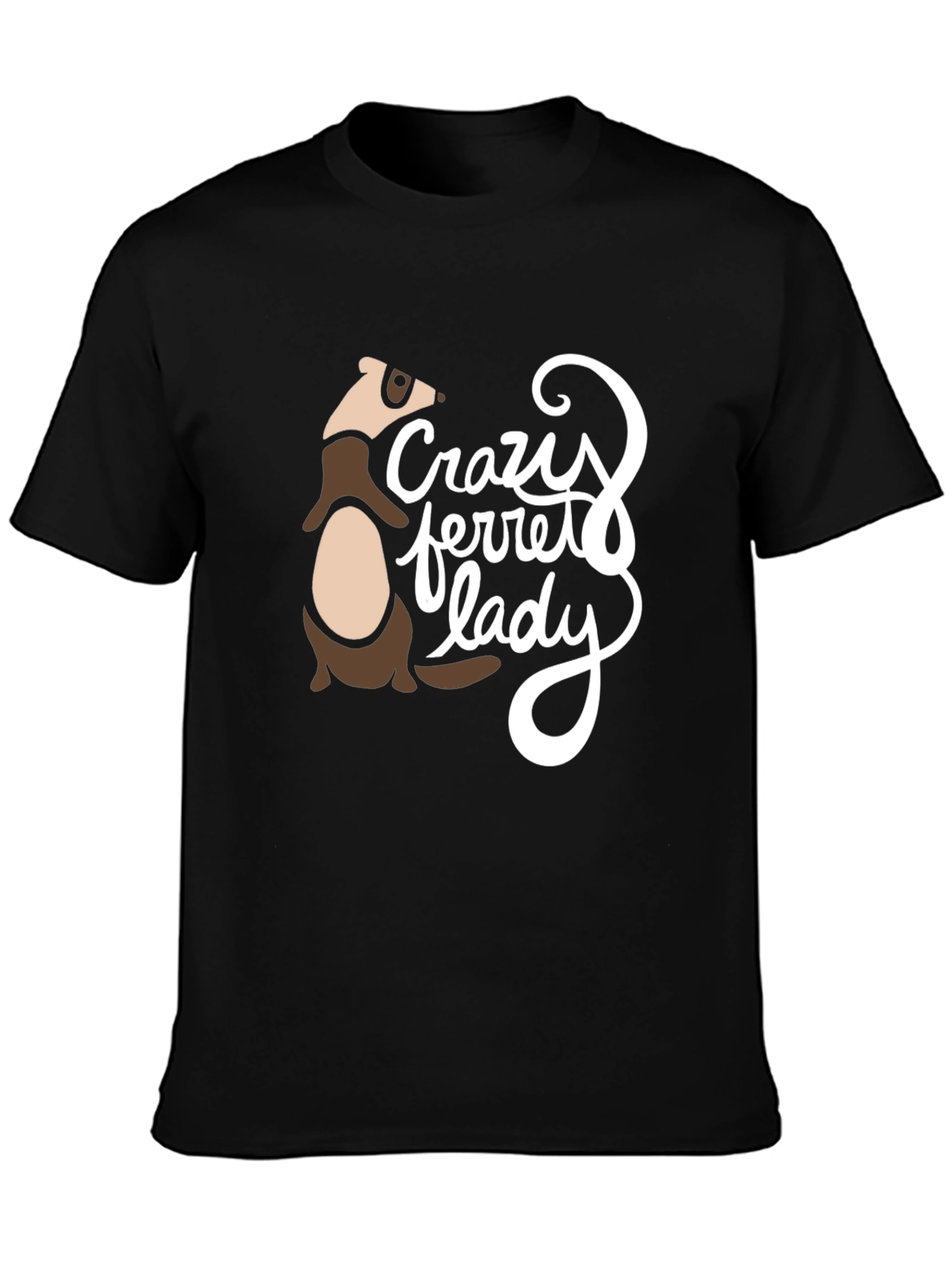 Crazy Ferret Lady Graphic T-Shirt - Black