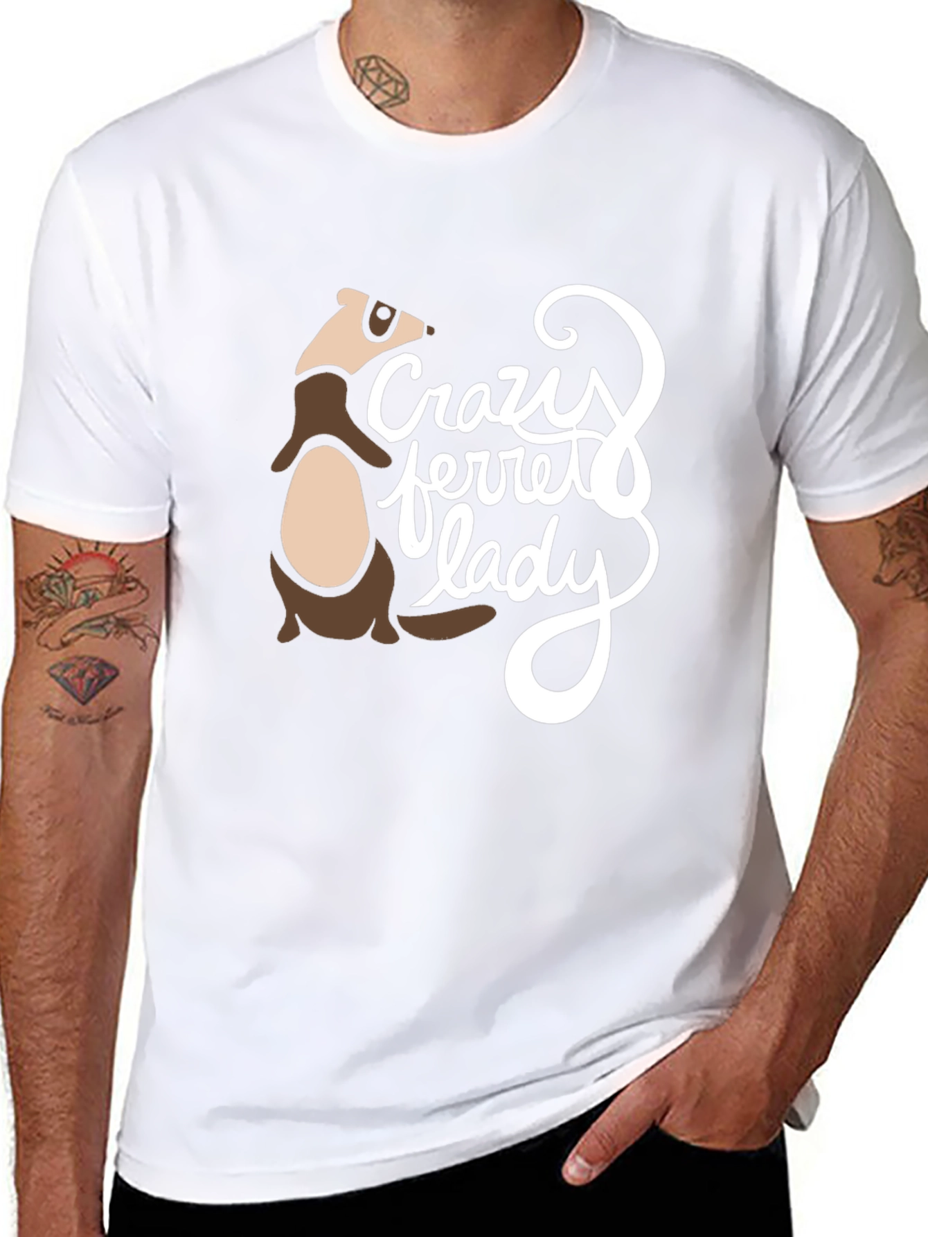 Crazy Ferret Lady Graphic T-Shirt - Black