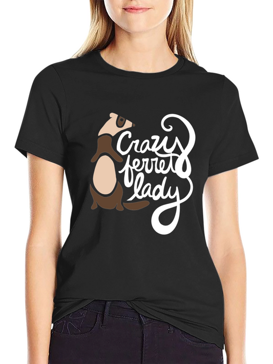 Crazy Ferret Lady Graphic T-Shirt - Black