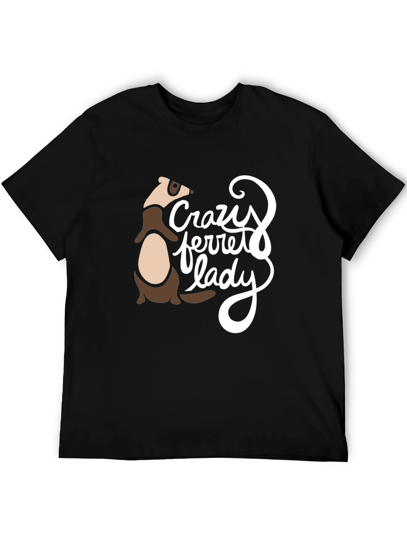 Crazy Ferret Lady Graphic T-Shirt - Black