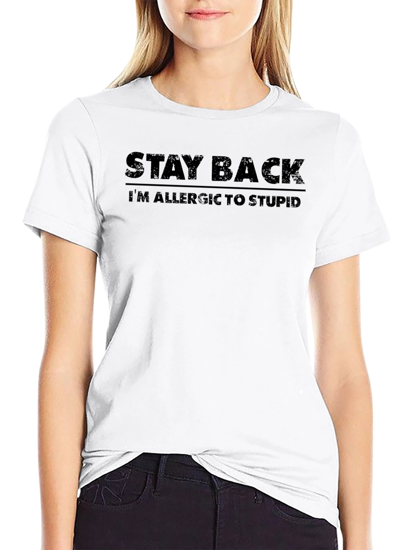 Stay Back Allergic to Stupid Black T-Shirt