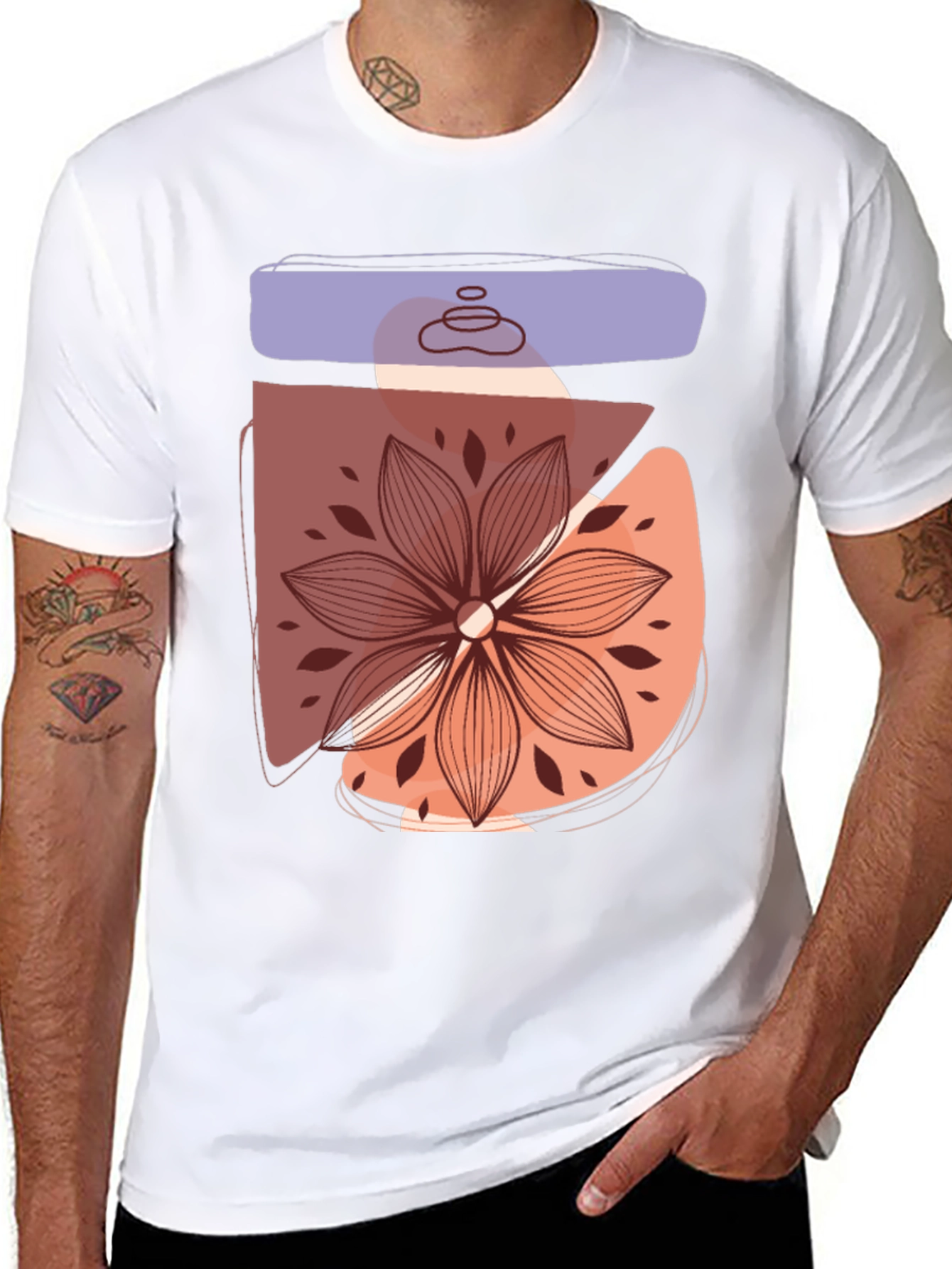 Abstract Floral Graphic Tee - Trendy Casual Shirt