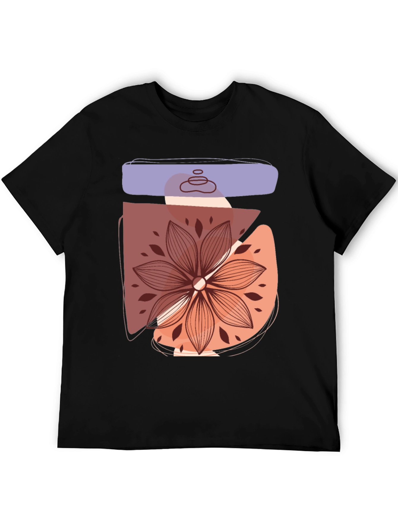 Abstract Floral Graphic Tee - Trendy Casual Shirt