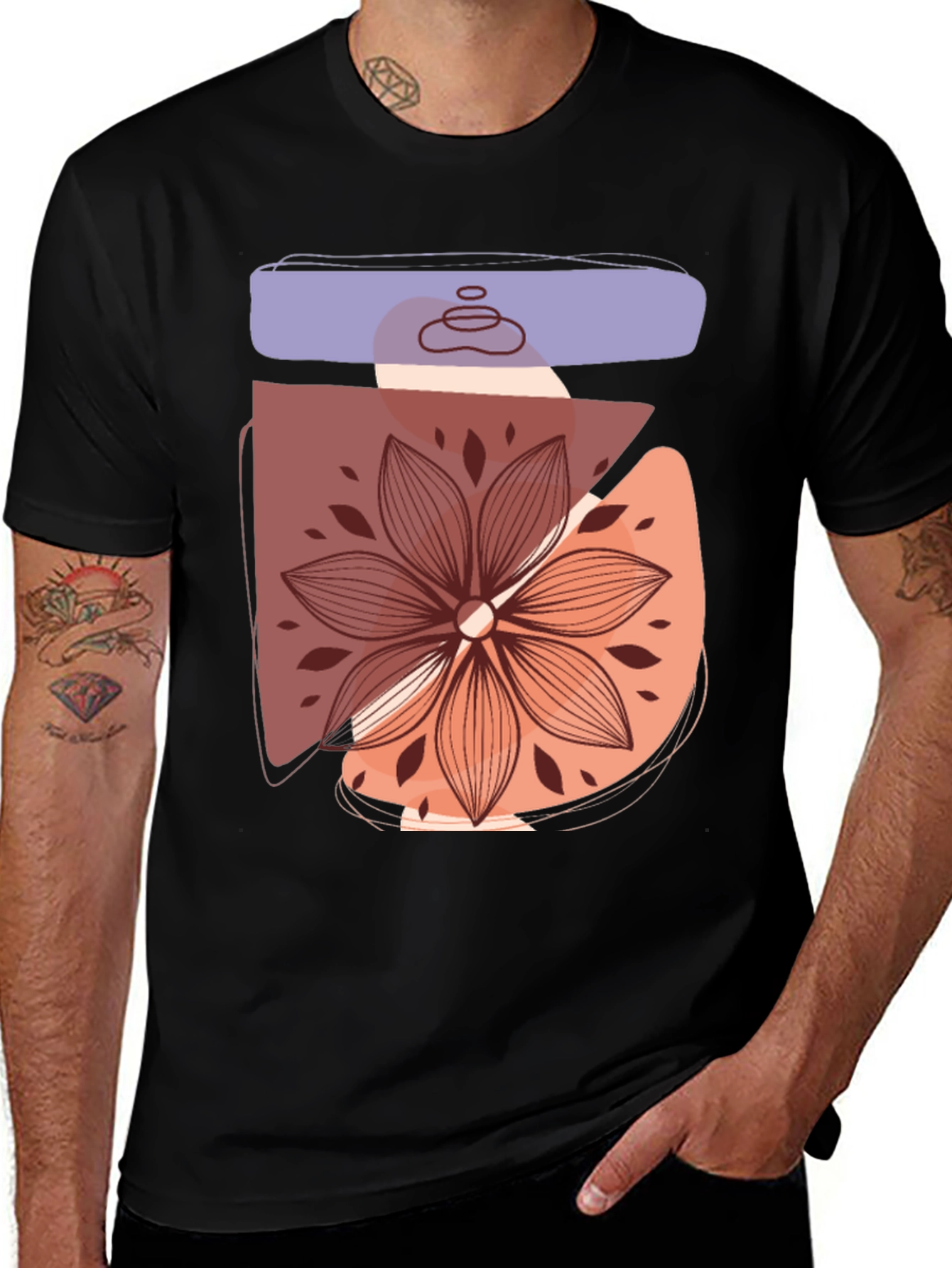 Abstract Floral Graphic Tee - Trendy Casual Shirt