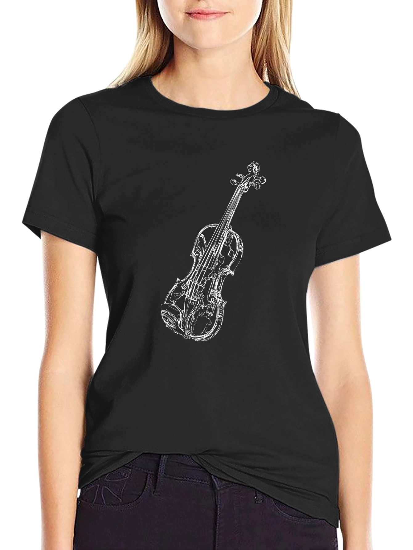 Violin Graphic Black T-Shirt - Music Lover Tee