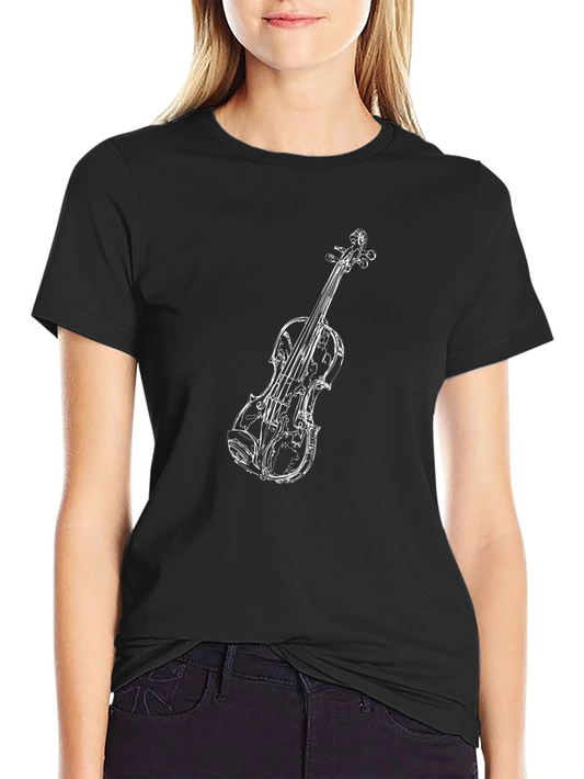 Violin Graphic Black T-Shirt - Music Lover Tee