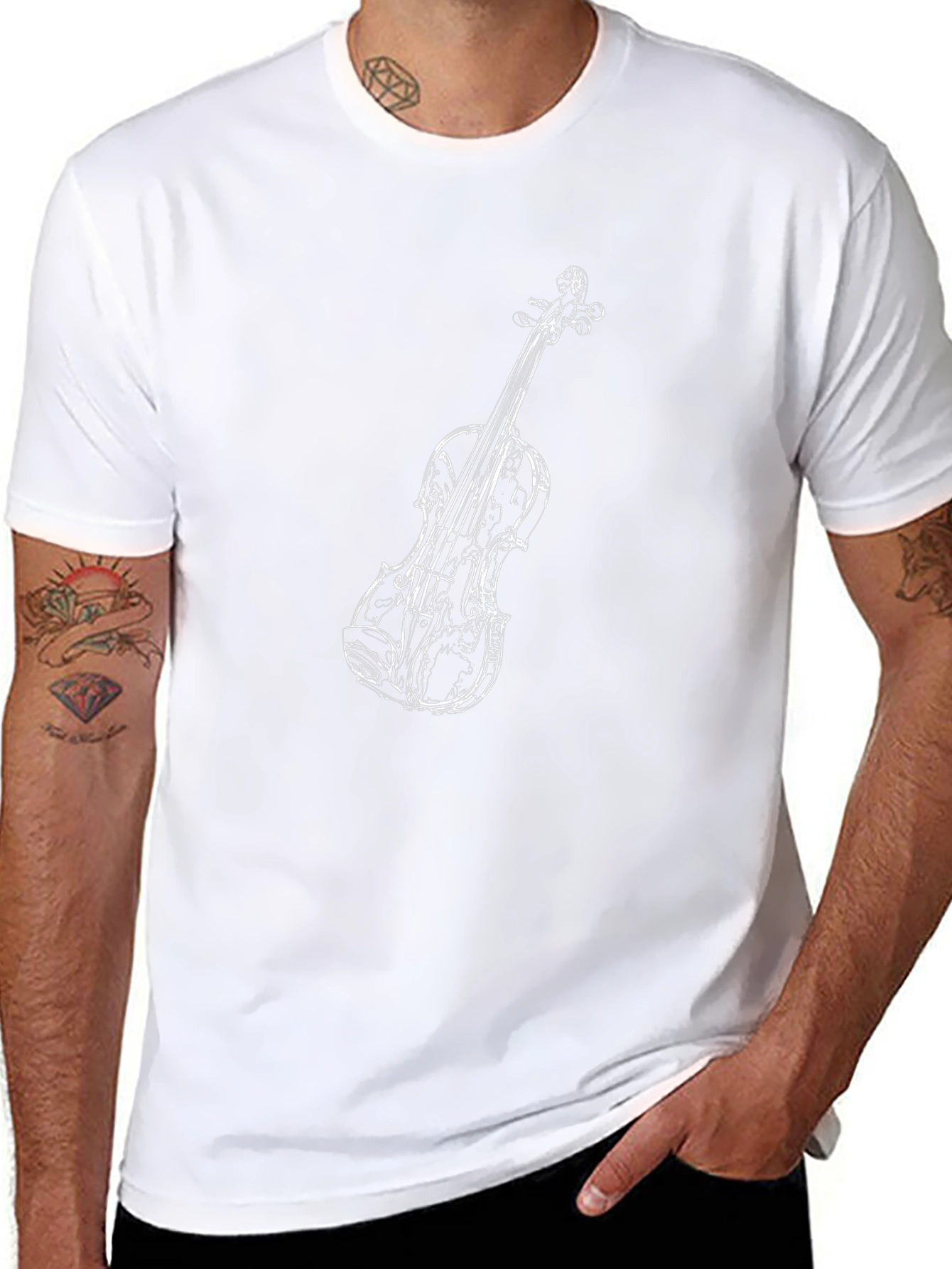 Violin Graphic Black T-Shirt - Music Lover Tee