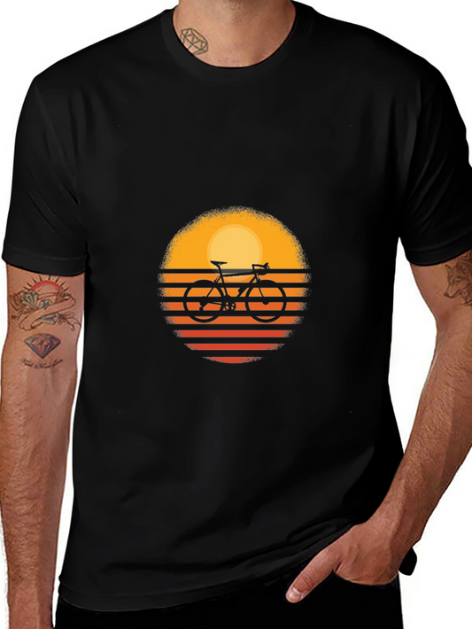 Retro Sunset Bicycle Graphic T-Shirt