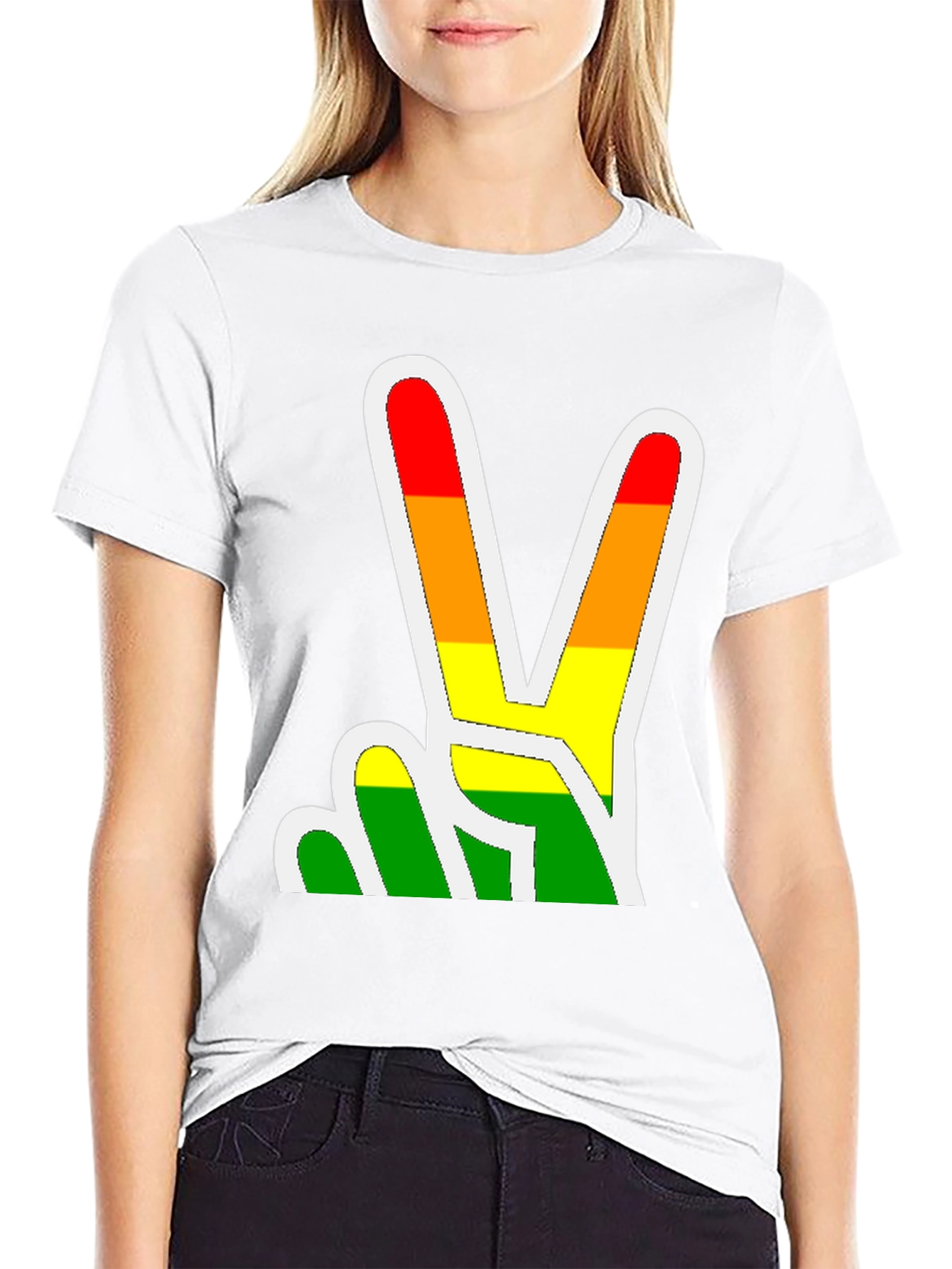Rainbow Peace Sign Graphic Tee