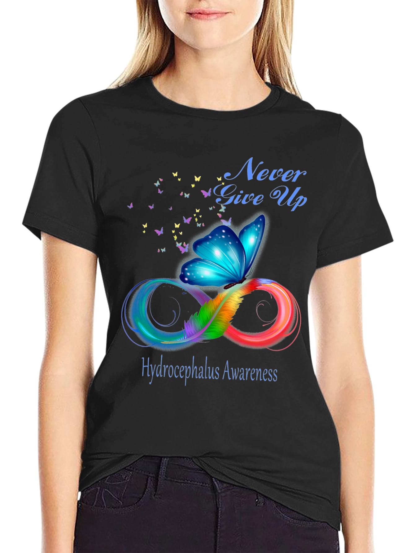 Hydrocephalus Awareness Butterfly Infinity Symbol T-Shirt