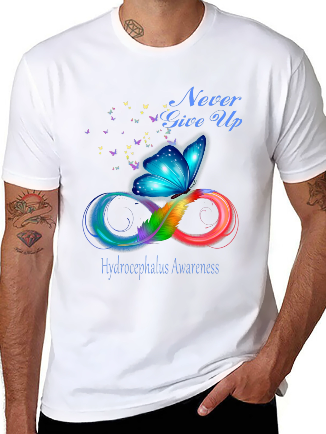 Hydrocephalus Awareness Butterfly Infinity Symbol T-Shirt