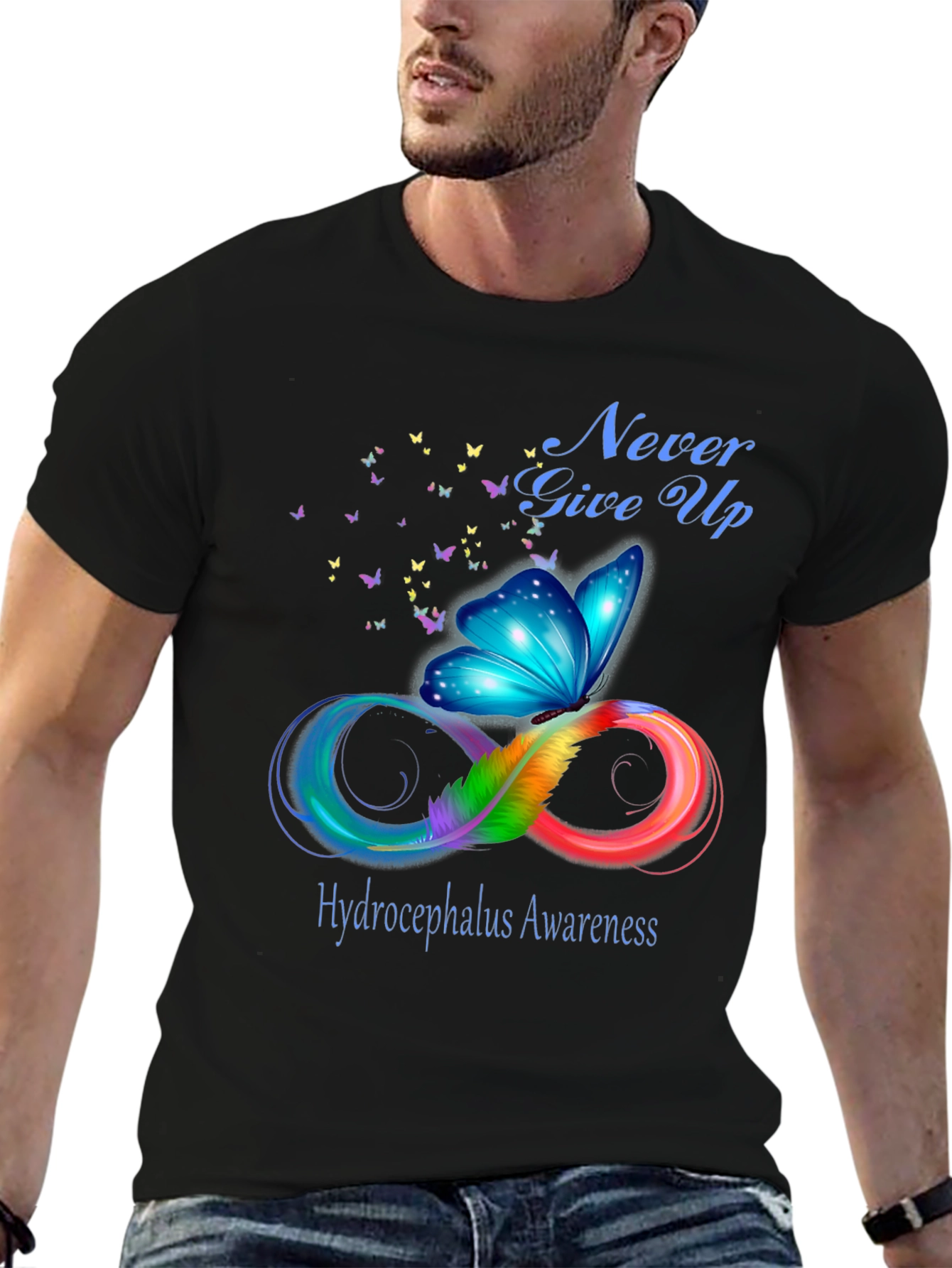 Hydrocephalus Awareness Butterfly Infinity Symbol T-Shirt