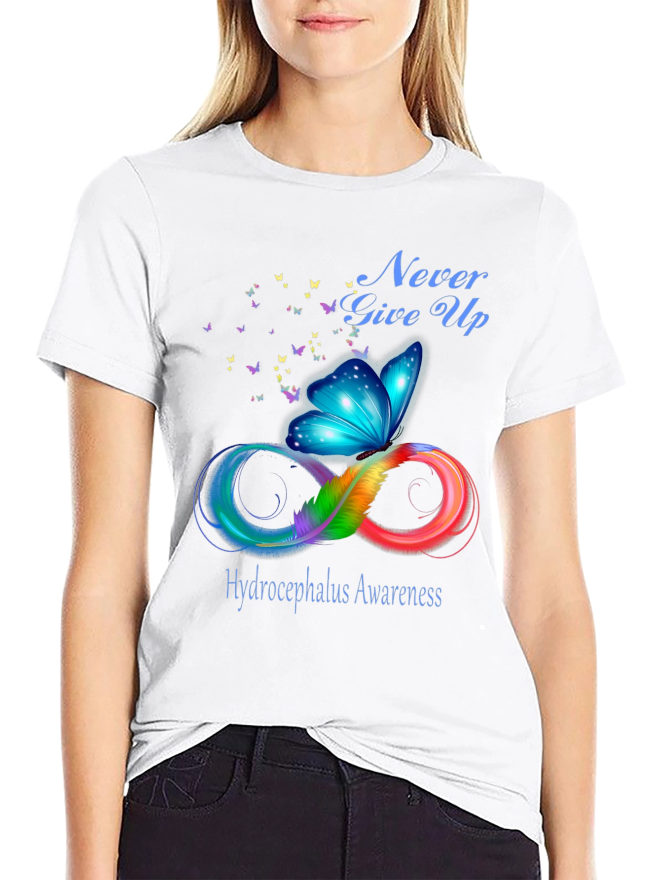 Hydrocephalus Awareness Butterfly Infinity Symbol T-Shirt