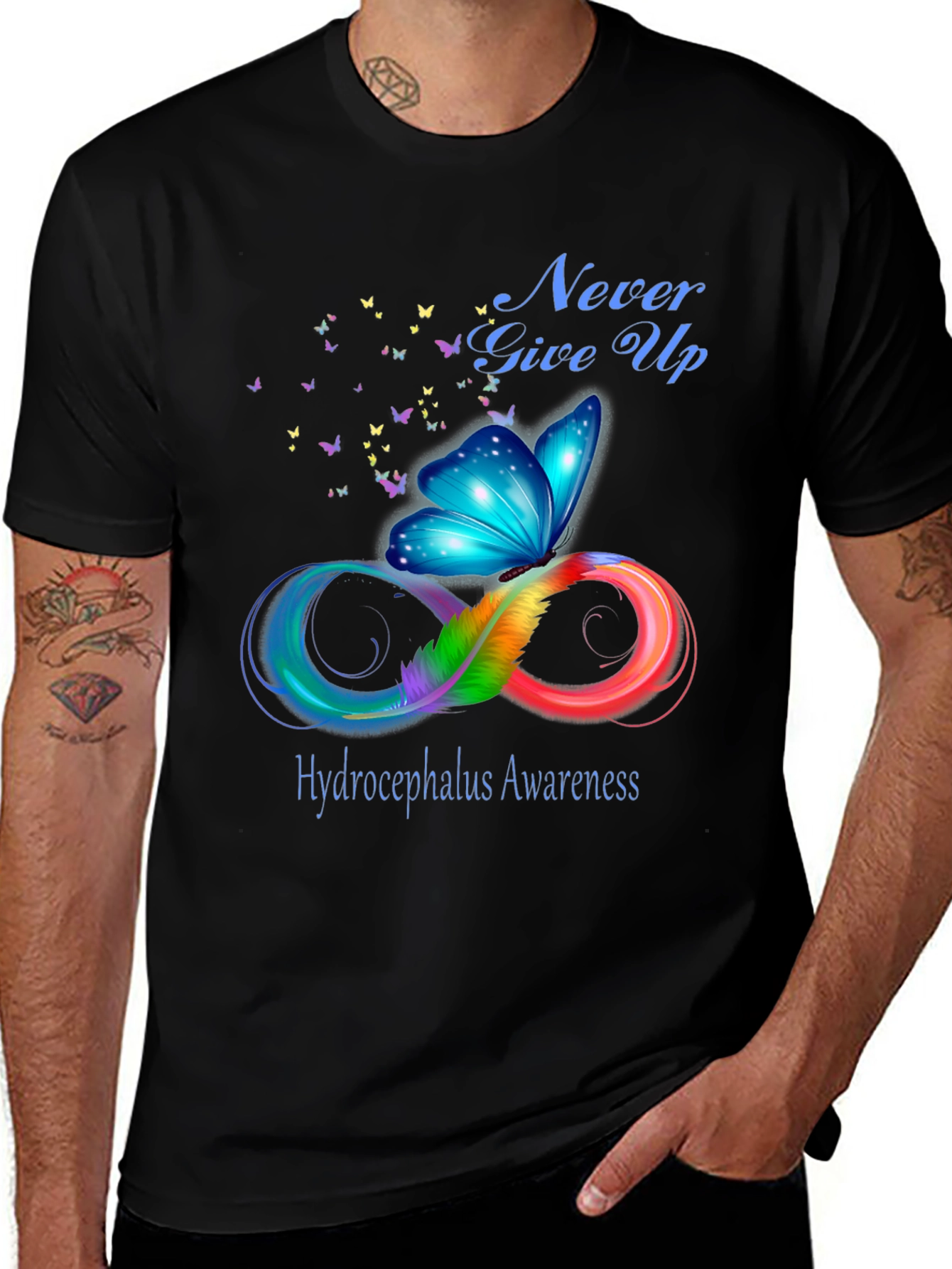 Hydrocephalus Awareness Butterfly Infinity Symbol T-Shirt