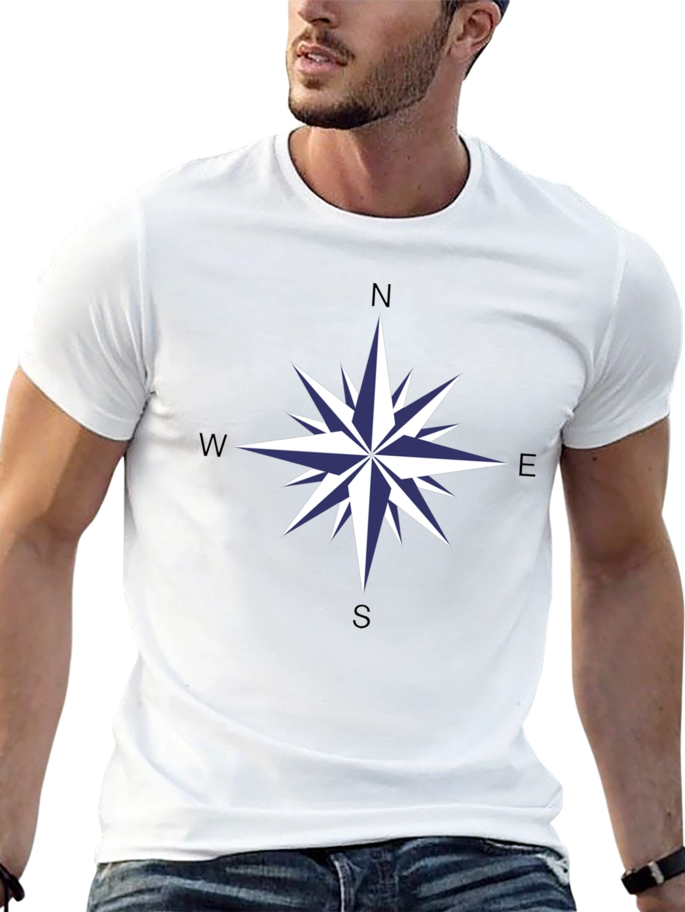 Compass Rose Graphic Tee - Stylish Black Cotton T-Shirt