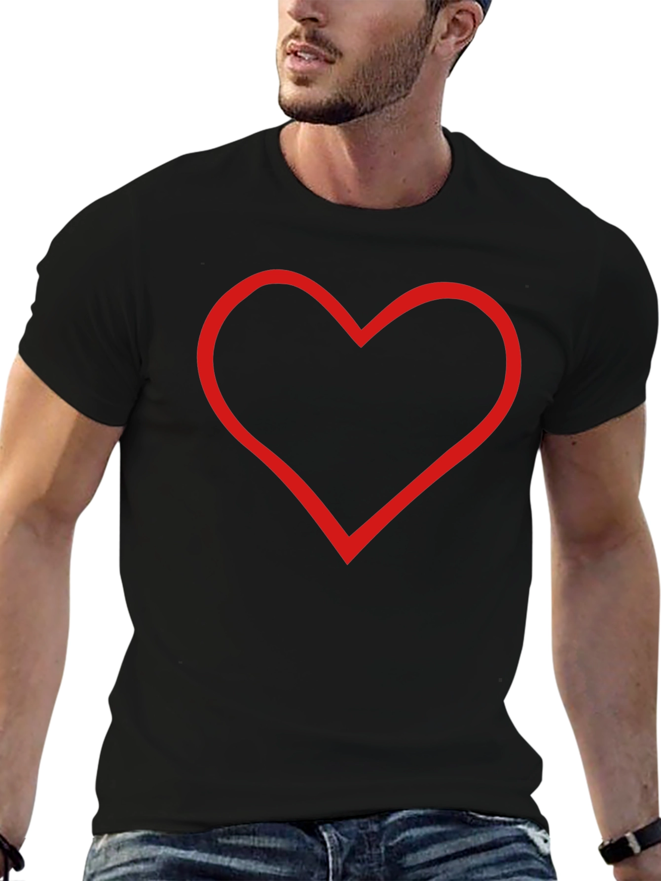 Heart Outline Black T-Shirt