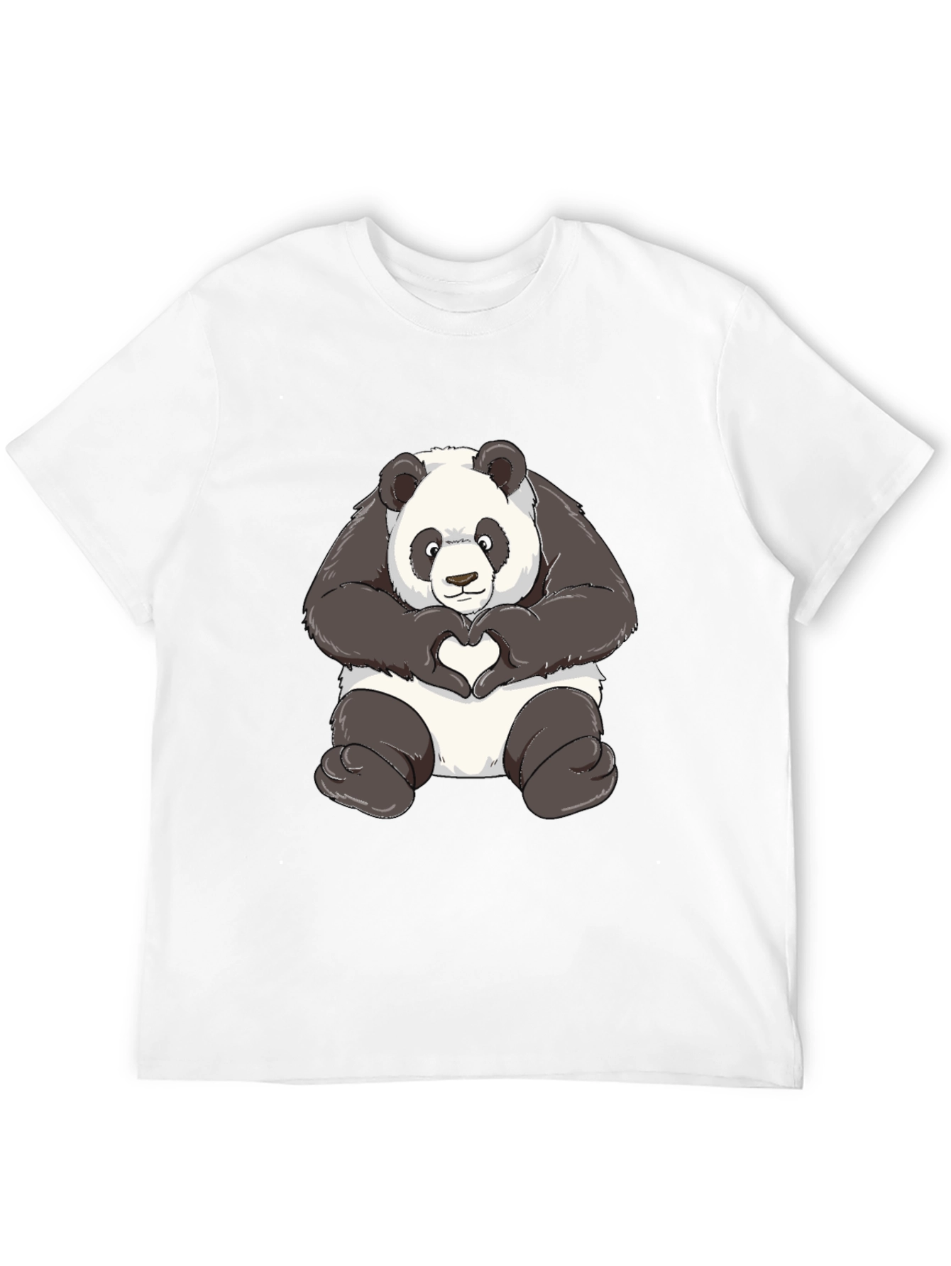 Panda Heart Hands Graphic T-Shirt - Black