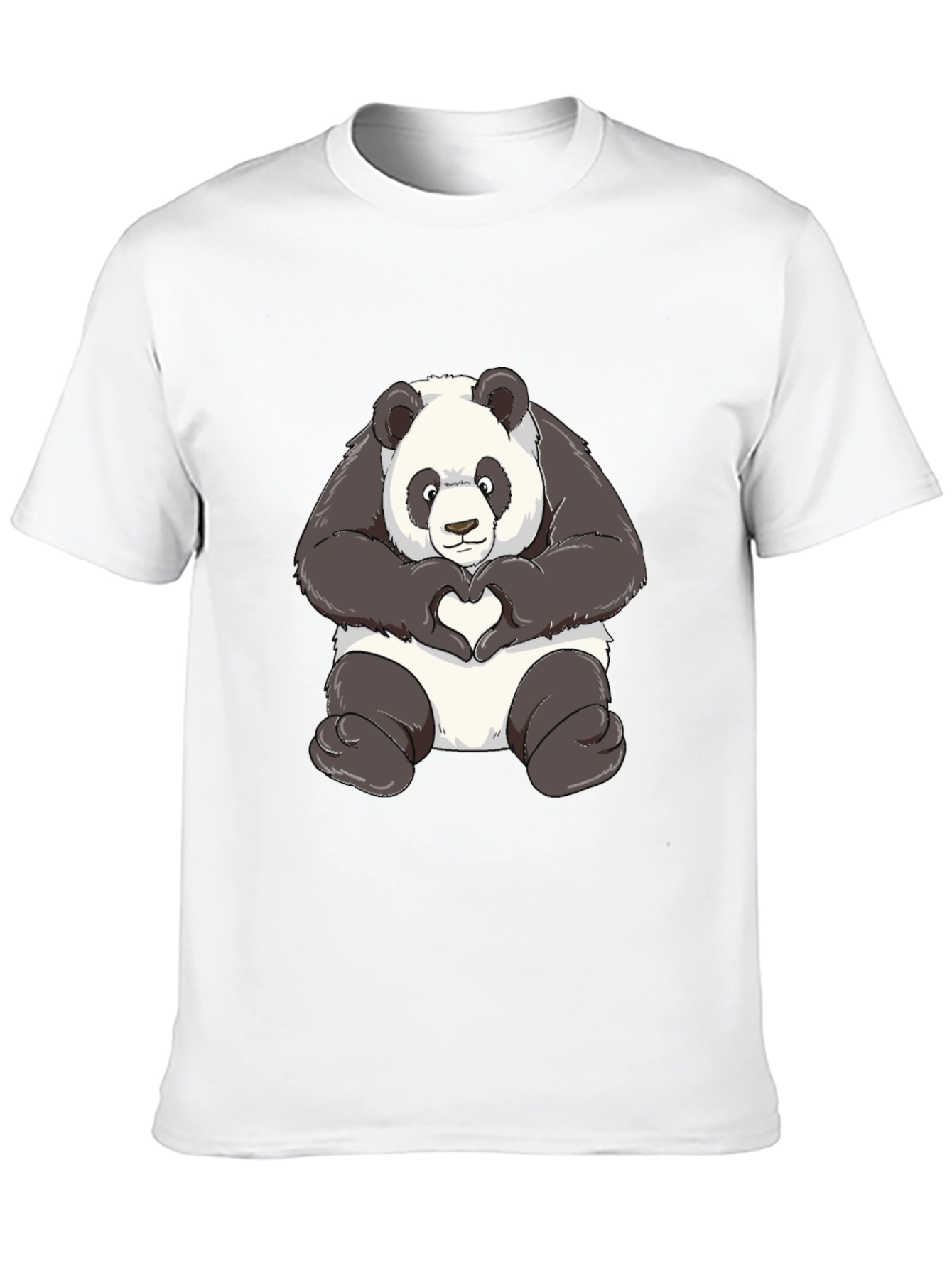 Panda Heart Hands Graphic T-Shirt - Black
